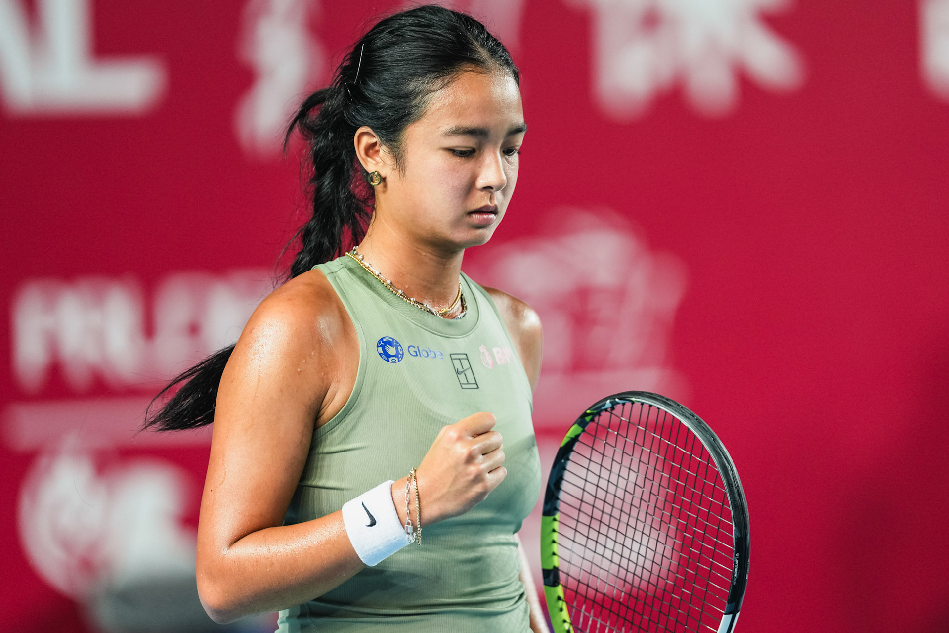 HONG KONG, China - Alexandra Eala of the Philippines vs Victoria Mboko of Canada in action during WTA 250 - Prudential Hong Kong Tennis Open at Victoria Park Tennis Court on October 30, 2025 in Hong Kong, China, (Photo by Jack Ng/Alamy Live News)