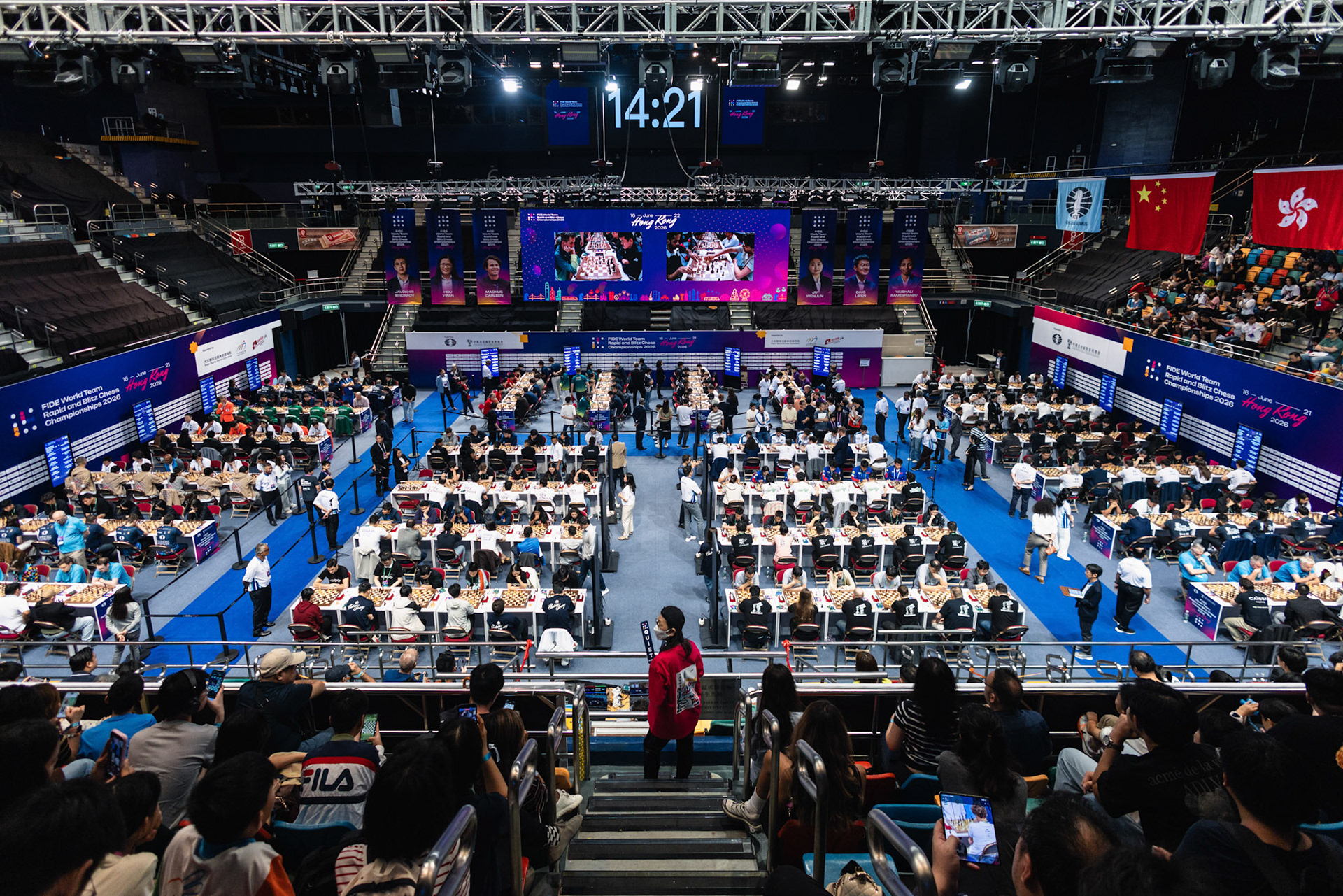 HONG KONG, China - JUNE 19: a general view shows chess players compete during FIDE World Team Rapid and Blitz Chess Championships 2026 at Queen Elizabeth Stadium on June 19, 2026 in Hong Kong, China, (Photo by Jack Ng/Alamy Live News)