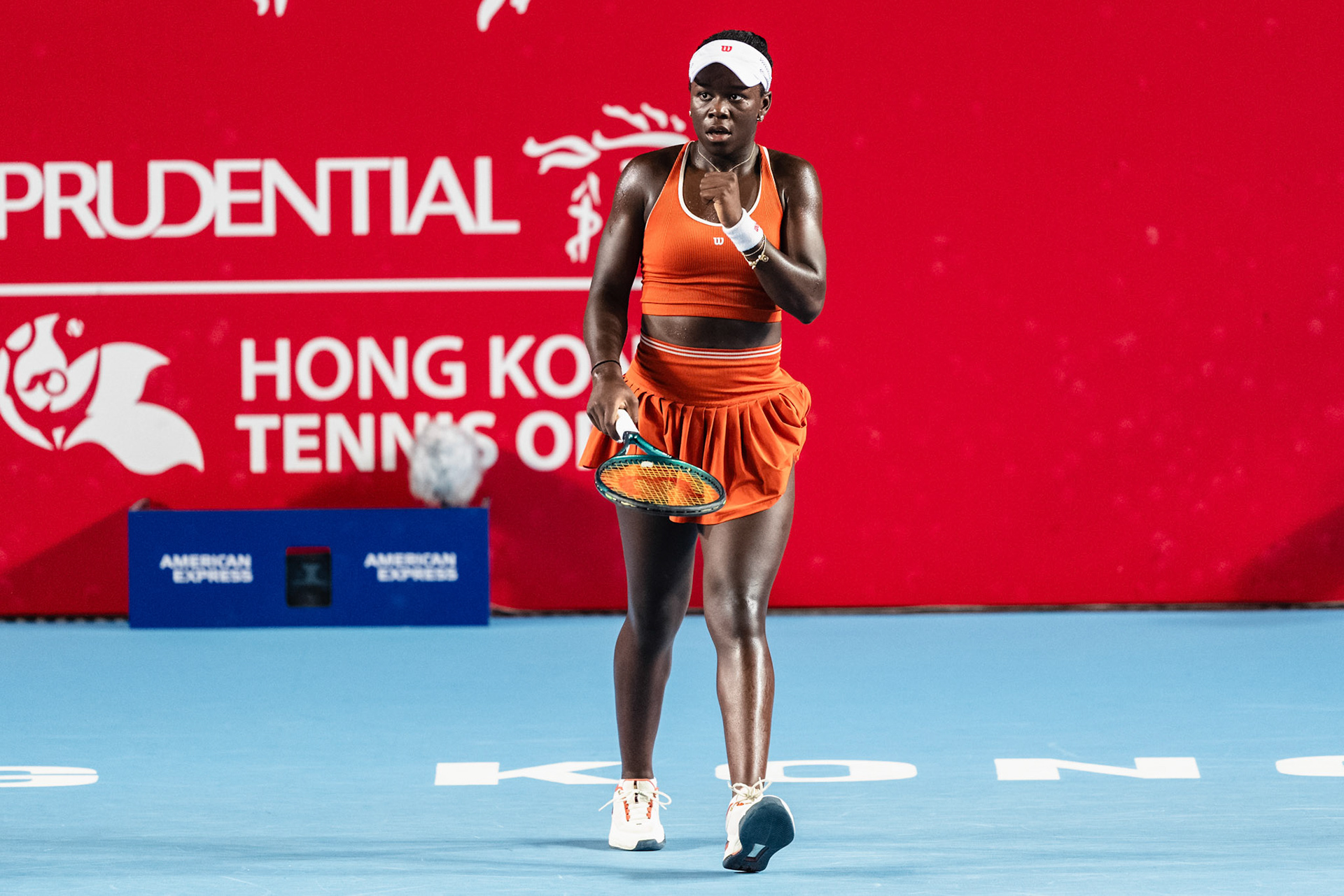 HONG KONG, China - Anna Kalinskaya of Russia play against Victoria Mboko of Canada during WTA 250 - Prudential Hong Kong Tennis Open at Victoria Park Tennis Court on October 31, 2025 in Hong Kong, China, (Photo by Jack Ng/Alamy Live News)