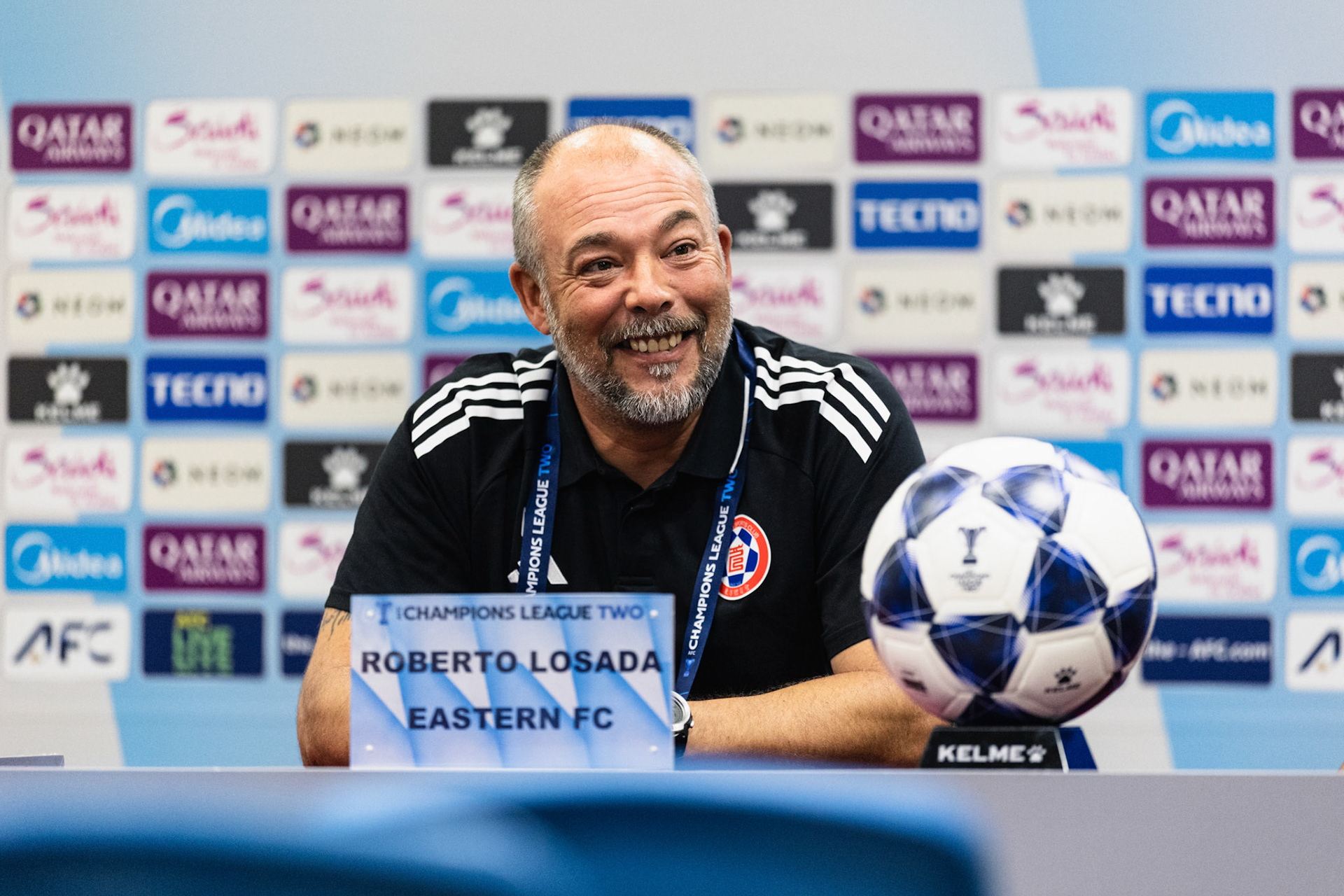 Mong Kok Stadium, HONG KONG, China: Chino, head coach of Eastern FC and LAM Hin Ting of Eastern FC during AFC Champions League TWO - Eastern FC vs Ratchaburi FC pre-match press conference at Mong Kok Stadium on November 4, 2025 in Hong Kong, China, (Photo by Jack Ng/Alamy Live News)