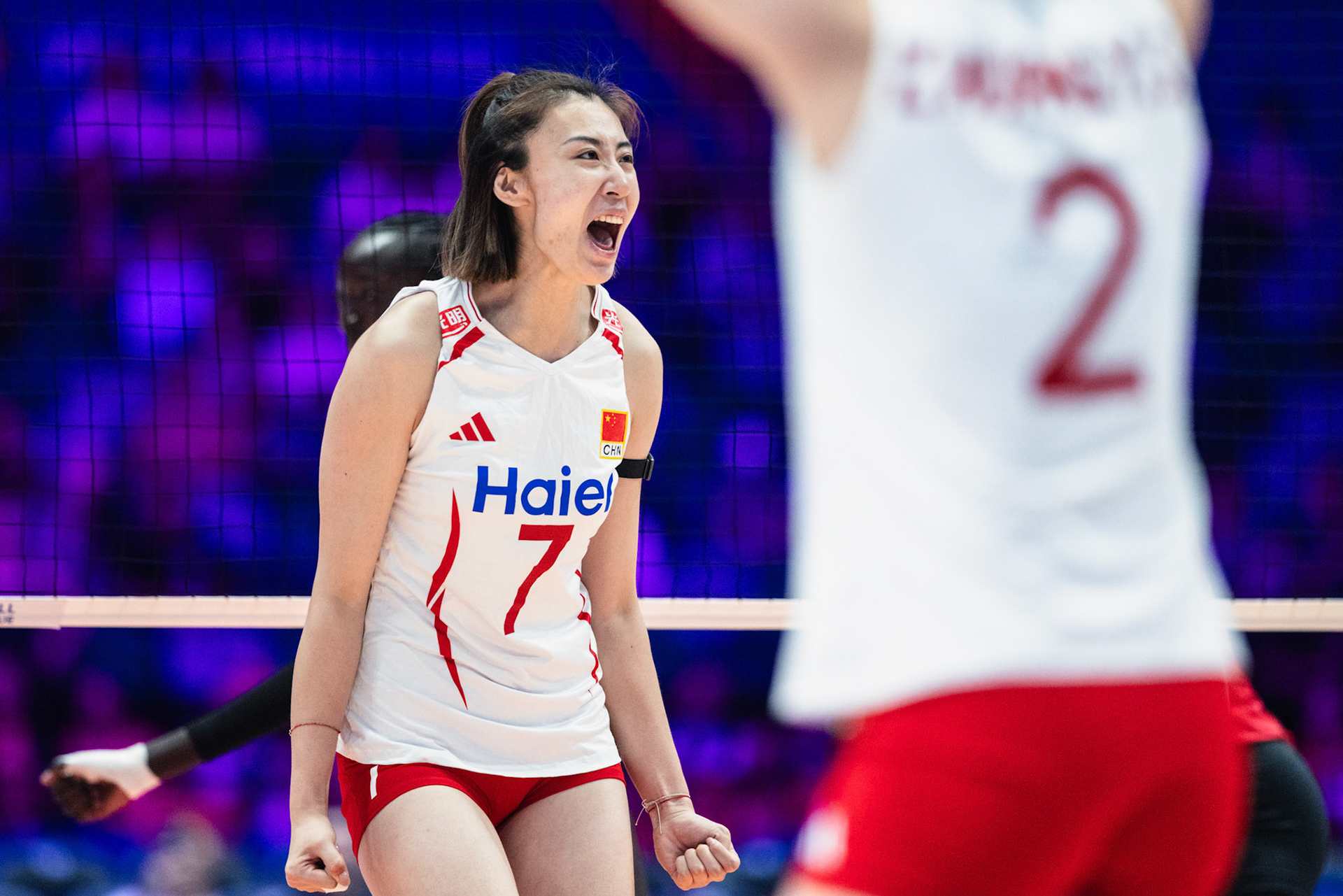 HONG KONG, China - JULY  08: Wang Yuanyuan of China celebrates scoring a point during Volleyball Nations League Hong Kong 2026 at Kai Tak Arena on July 8, 2026 in Hong Kong, China, (Photo by Jack Ng/Alamy Live News)
