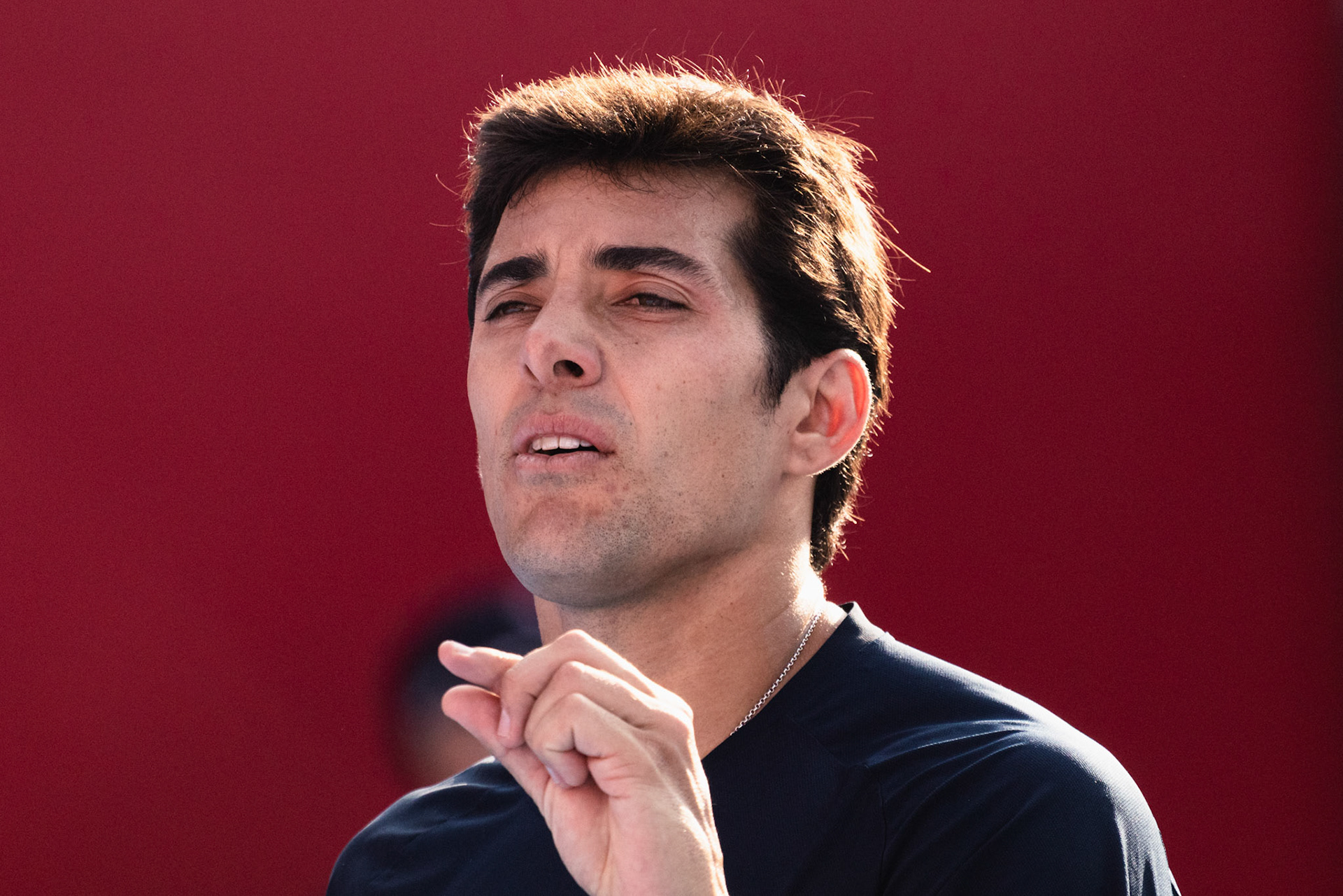 HONG KONG, China - JANUARY 04: Cristian Garin of Chile seen in action during Bank of China Hong Kong Tennis Open 2026 (ATP 250) men's single qualifying match against Michael Mmoh of the United States at Victoria Park Tennis Centre Court on January 4, 2026 in Hong Kong, China, (Photo by Jack Ng/Alamy Live News)