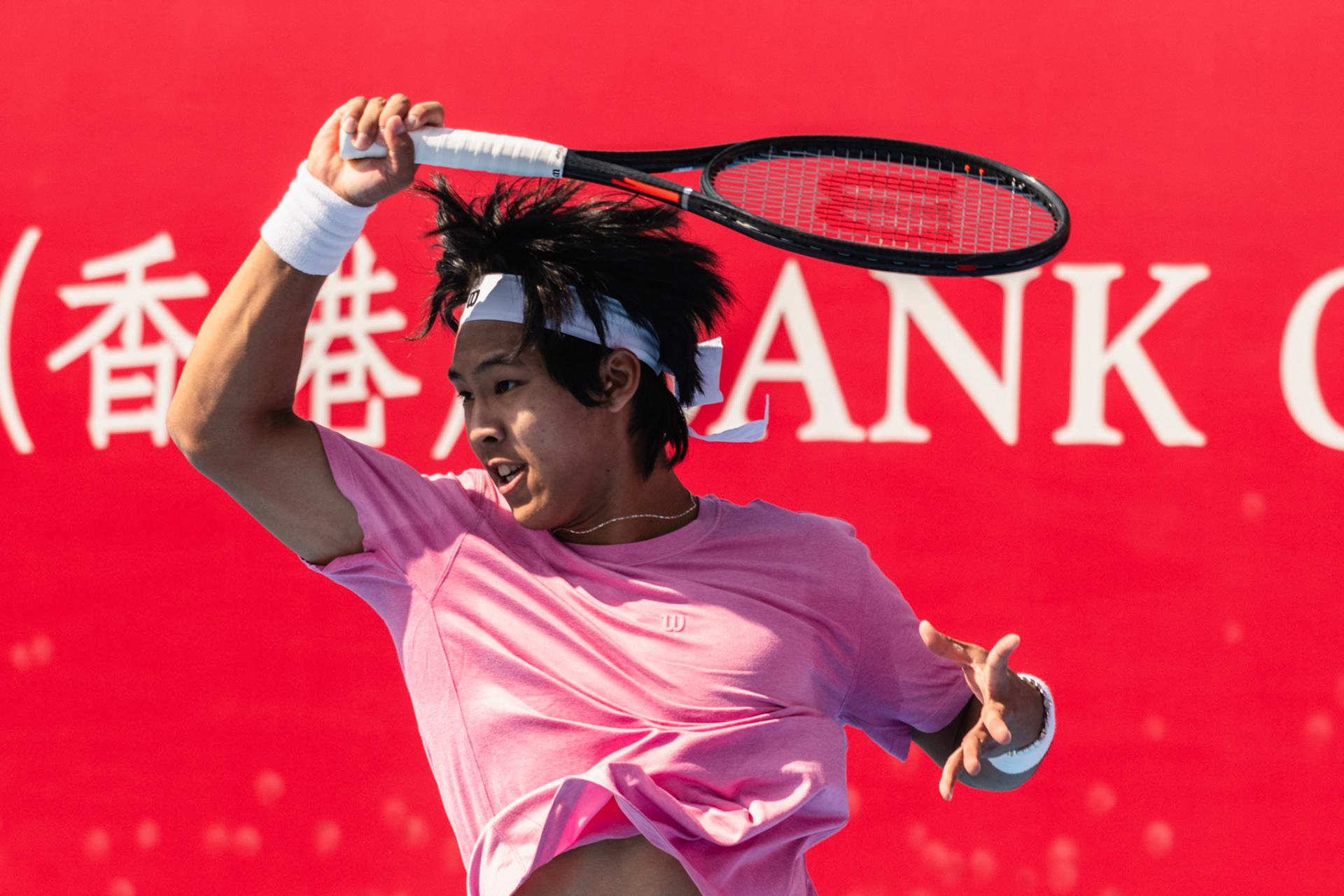 HONG KONG, China - JANUARY 04: Yi Zhou of China seen in action during Bank of China Hong Kong Tennis Open 2026 (ATP 250) men's single qualifying match against Francesco Maestrelli of Italy at Victoria Park Tennis Centre Court on January 4, 2026 in Hong Kong, China, (Photo by Jack Ng/Alamy Live News)