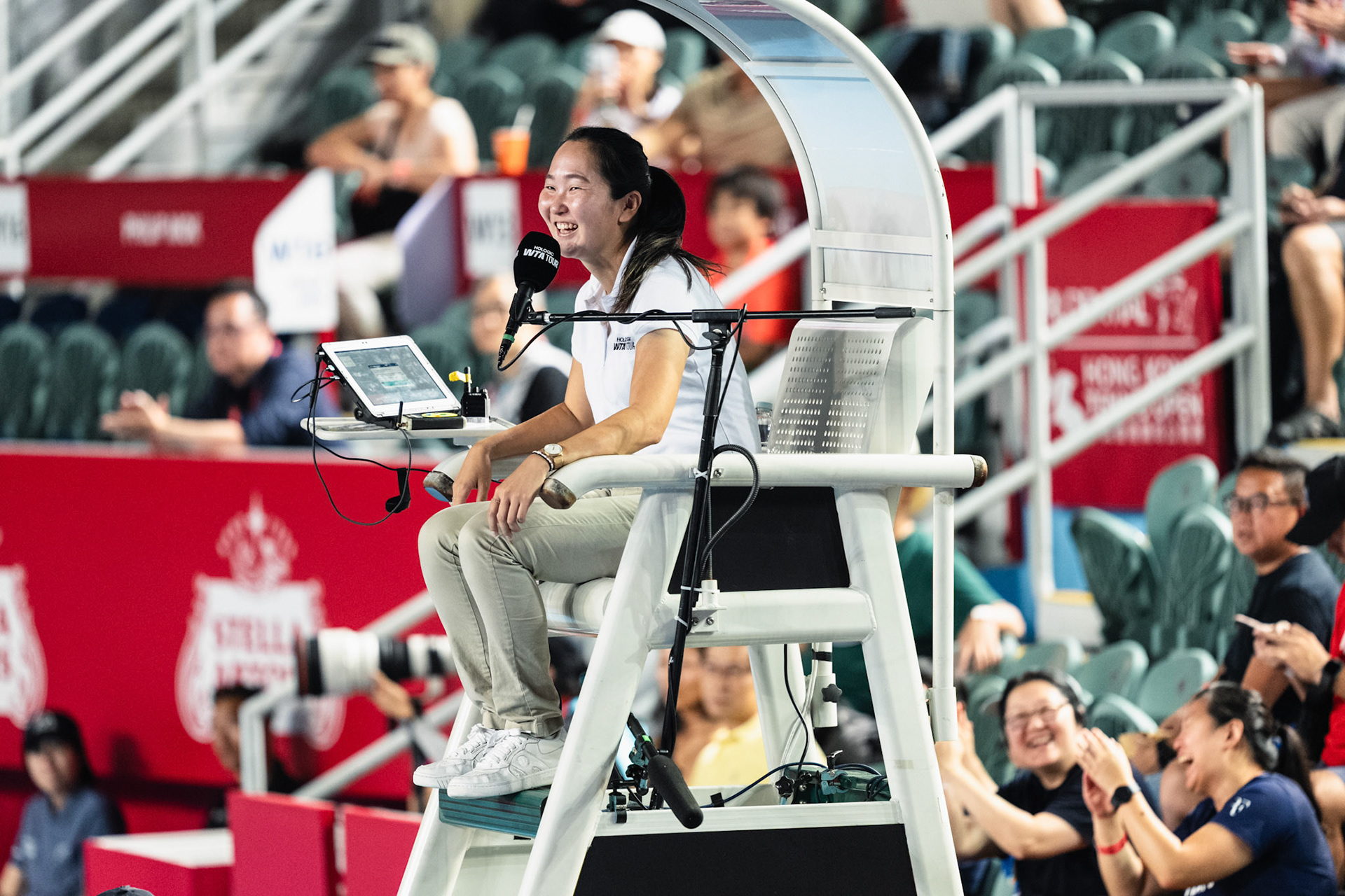HONG KONG, China - Anna Kalinskaya of Russia play against Victoria Mboko of Canada during WTA 250 - Prudential Hong Kong Tennis Open at Victoria Park Tennis Court on October 31, 2025 in Hong Kong, China, (Photo by Jack Ng/Alamy Live News)