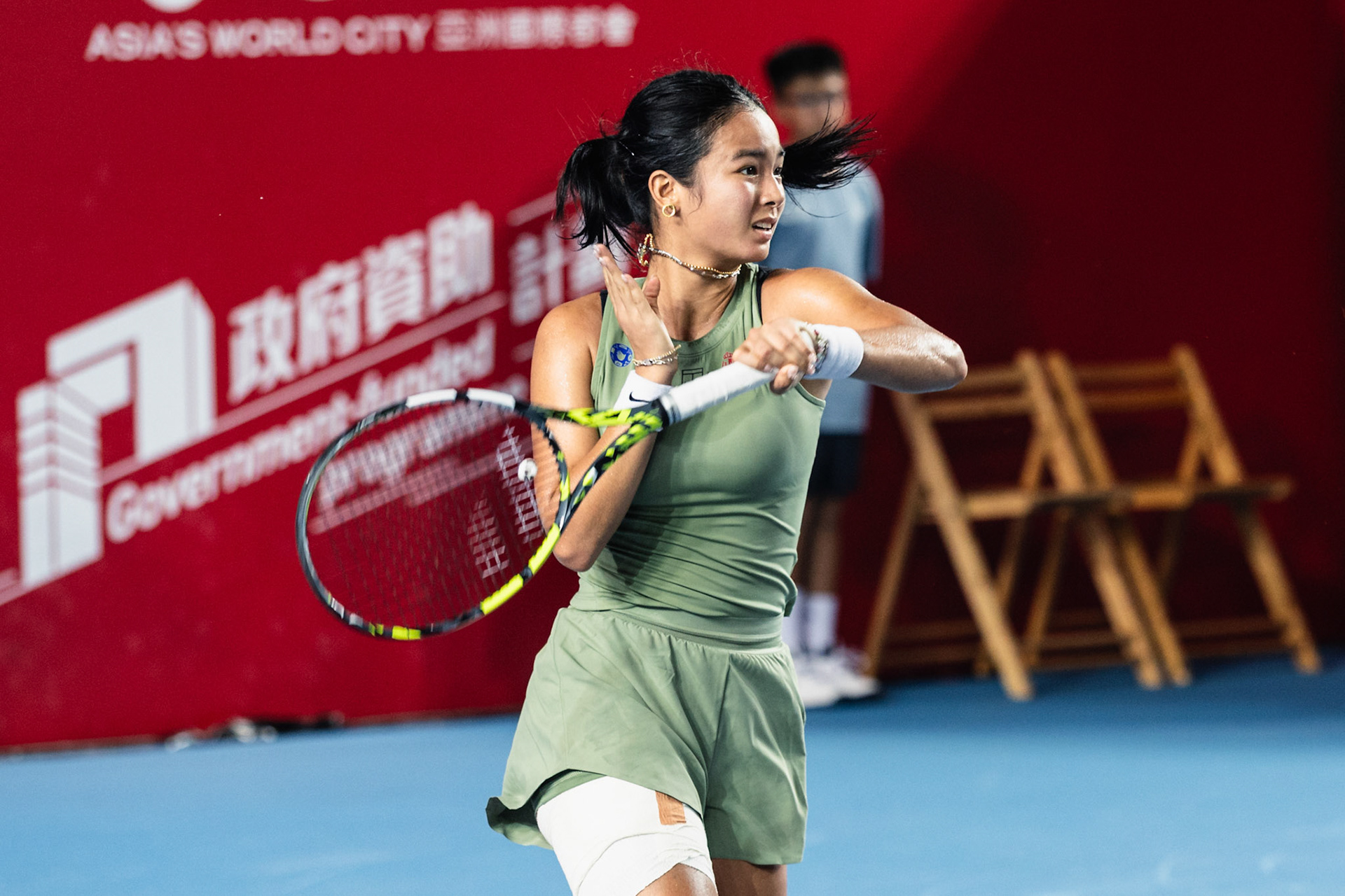 HONG KONG, China - Alexandra Eala of the Philippines vs Victoria Mboko of Canada during WTA 250 - Prudential Hong Kong Tennis Open at Victoria Park Tennis Court on October 30, 2025 in Hong Kong, China, (Photo by Jack Ng/Alamy Live News)