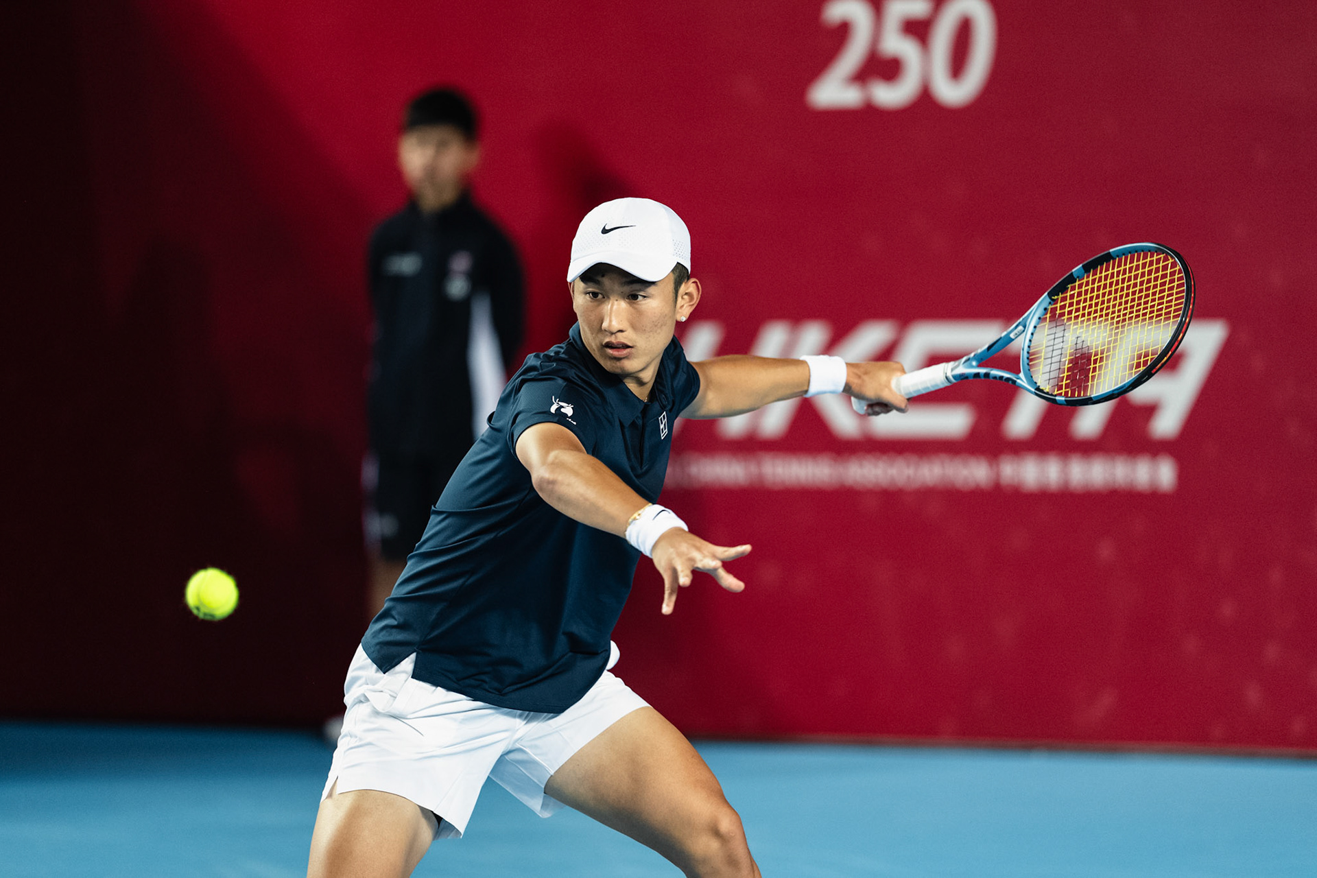 HONG KONG, China - JANUARY 06: Juncheng Shang of China hits the ball during the Bank of China Hong Kong Tennis Open 2026 (ATP 250) men's single round of 32 match against Francisco Comesana of Argentina at Victoria Park Tennis Centre Court on January 6, 2026 in Hong Kong, China, (Photo by Jack Ng/Alamy Live News)