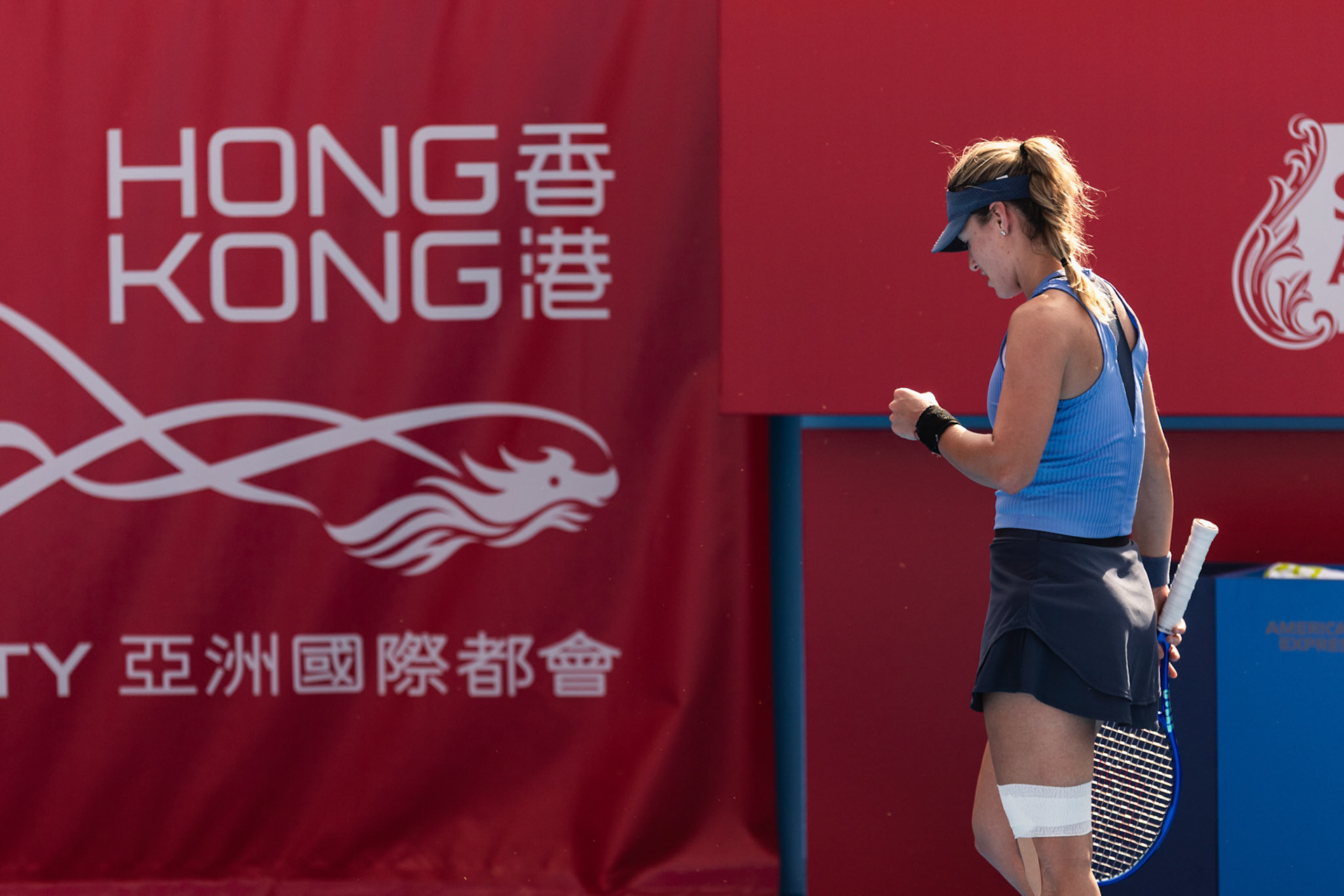 HONG KONG, China - Anna Kalinskaya of Russia celebrates her victory vs Shuai Zhang of China during WTA 250 - Prudential Hong Kong Tennis Open at Victoria Park Tennis Court on October 30, 2025 in Hong Kong, China, (Photo by Jack Ng/Alamy Live News)