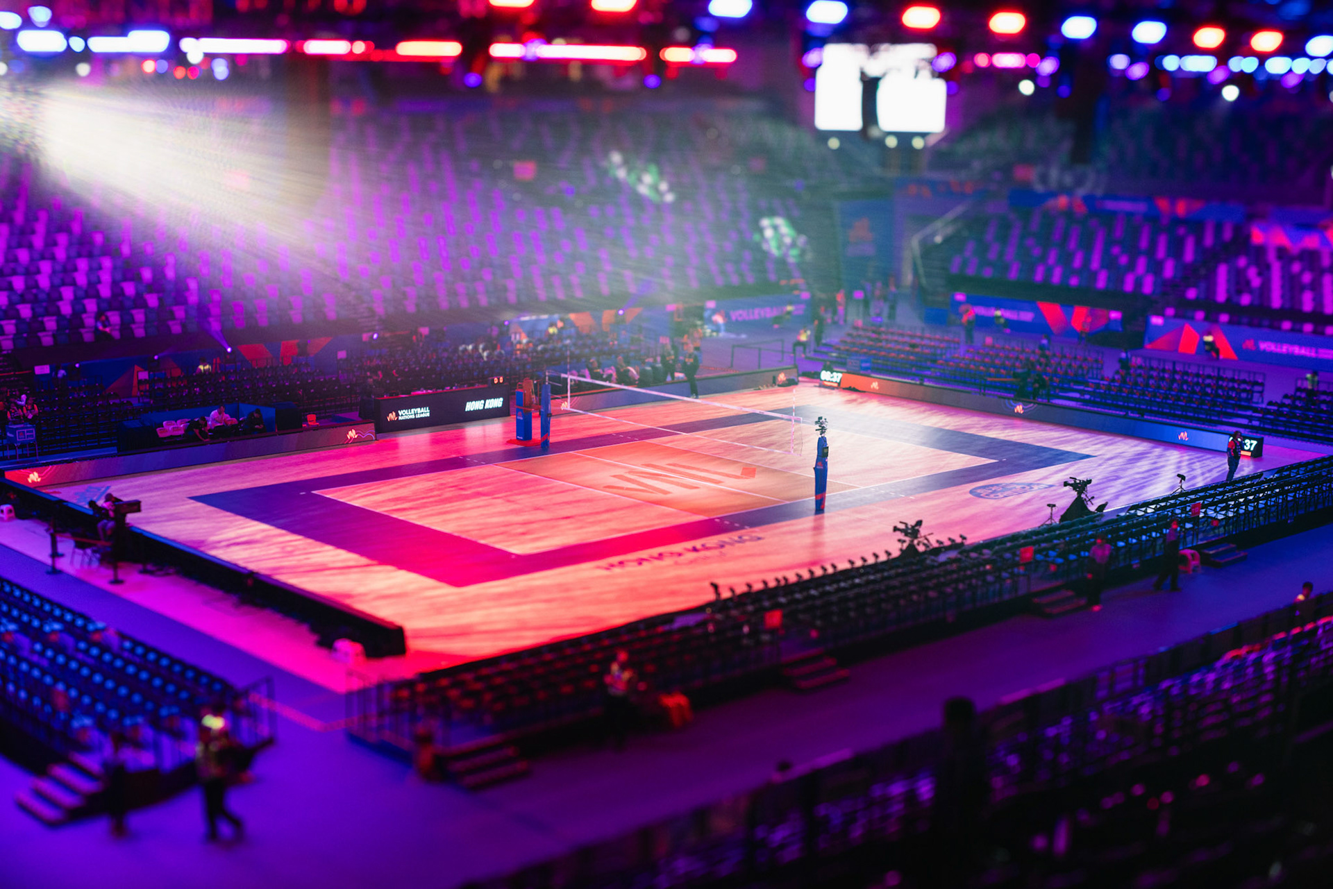 HONG KONG, China - JULY  08:  General view from inside the Kai Tak Arena, a world-class indoor sports venue at the Kai Tak Sports Park in Hong Kong, during Volleyball Nations League Hong Kong 2026 at Kai Tak Arena on July 8, 2026 in Hong Kong, China, (Photo by Jack Ng/Pixel Images Hong Kong)