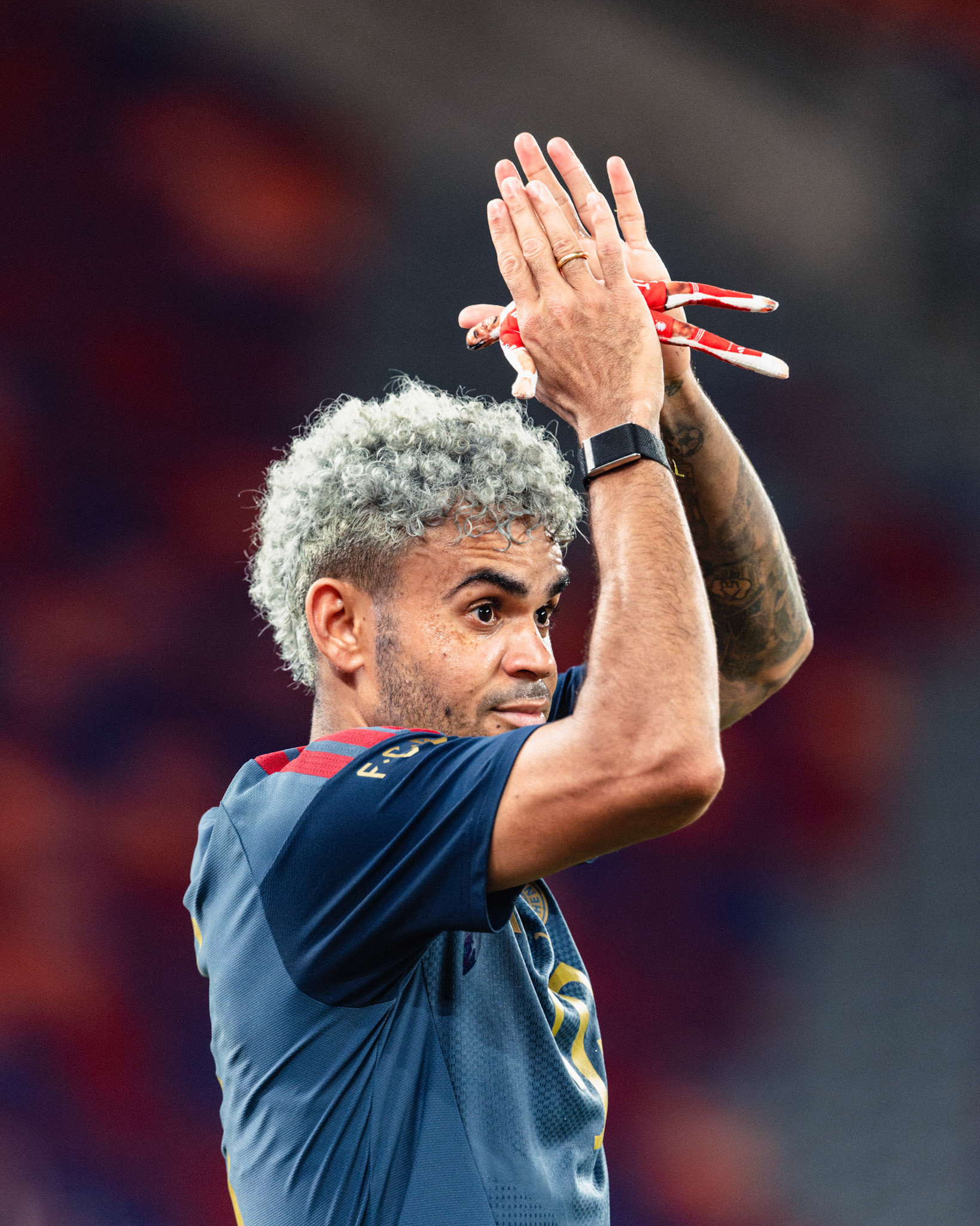 HONG KONG, China - AUGUST  06: Luis Diaz (No. 14) of Bayern Munich in action during 2026 Audi Football Summit - Bayern Munich Open Training at Kai Tak Stadium on August 6, 2026 in Hong Kong, China, (Photo by Jack Ng/Alamy Live News)