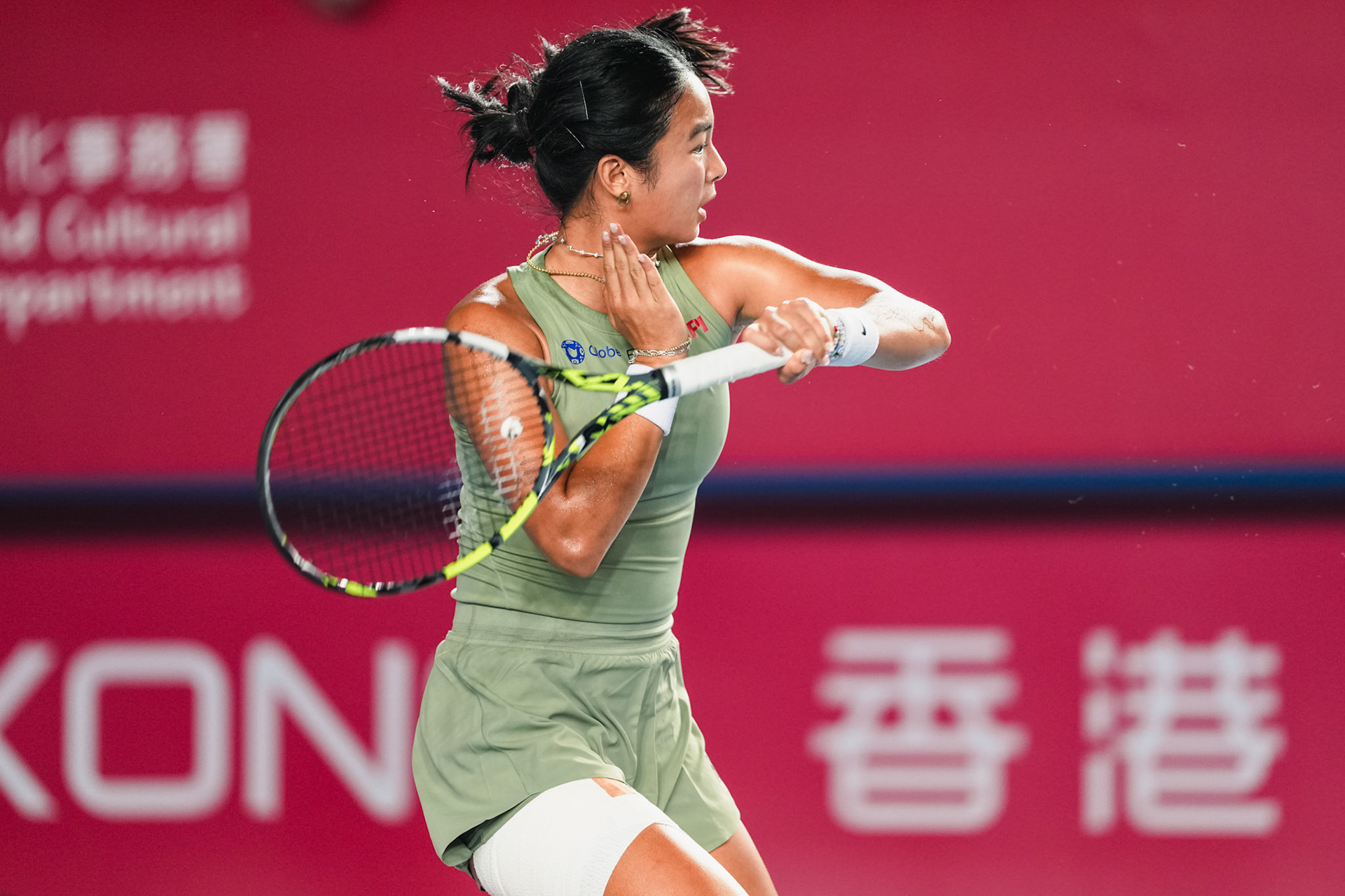 HONG KONG, China - Alexandra Eala of the Philippines vs Victoria Mboko of Canada in action during WTA 250 - Prudential Hong Kong Tennis Open at Victoria Park Tennis Court on October 30, 2025 in Hong Kong, China, (Photo by Jack Ng/Alamy Live News)