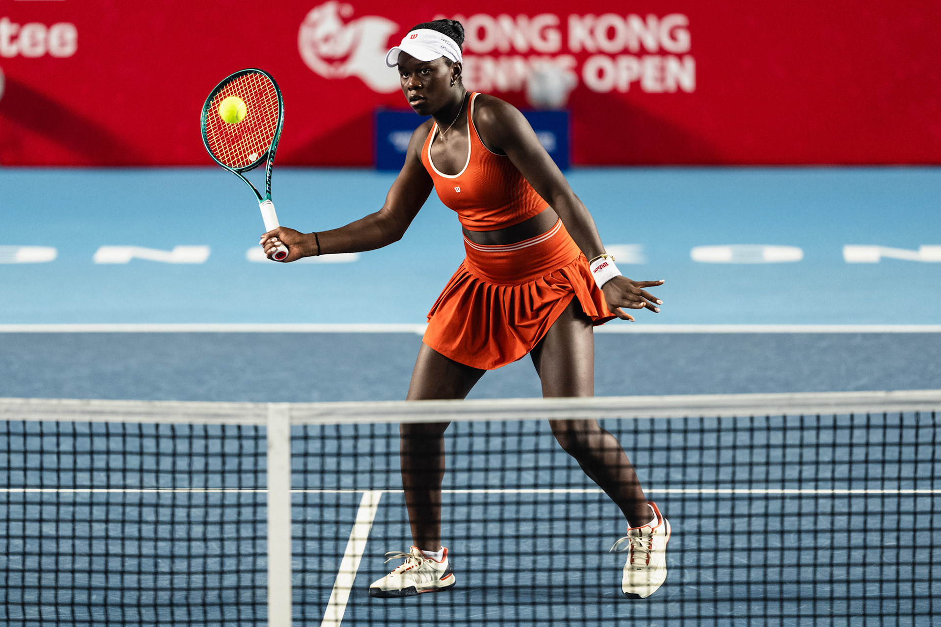 HONG KONG, China - Anna Kalinskaya of Russia play against Victoria Mboko of Canada during WTA 250 - Prudential Hong Kong Tennis Open at Victoria Park Tennis Court on October 31, 2025 in Hong Kong, China, (Photo by Jack Ng/Alamy Live News)