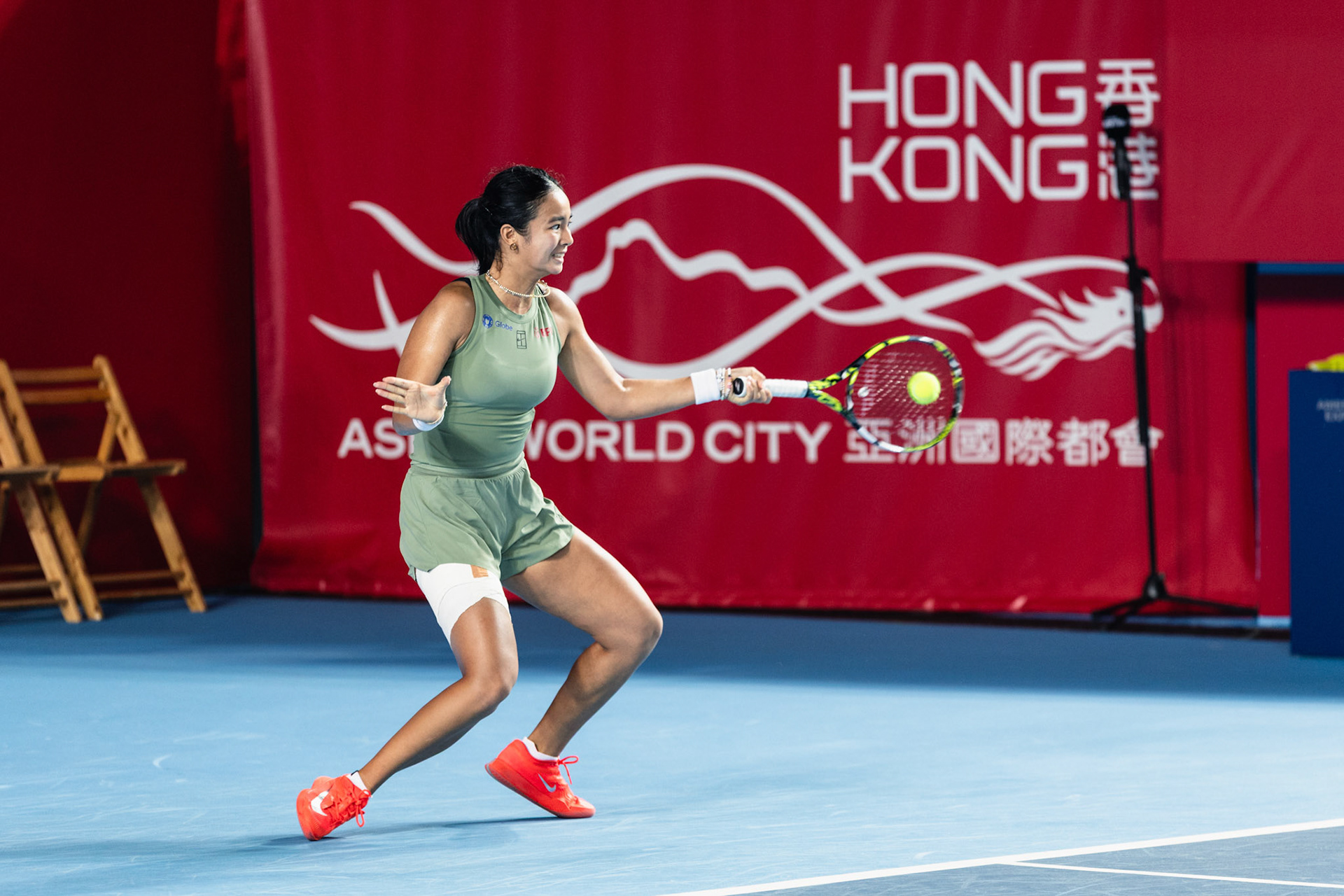 HONG KONG, China - Alexandra Eala of the Philippines vs Victoria Mboko of Canada during WTA 250 - Prudential Hong Kong Tennis Open at Victoria Park Tennis Court on October 30, 2025 in Hong Kong, China, (Photo by Jack Ng/Alamy Live News)