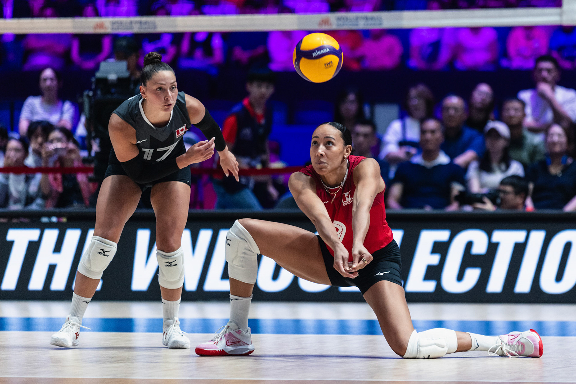 HONG KONG, China - JULY  08: Alexa Gray of Canada digs a powerful spike from the opponent during Volleyball Nations League Hong Kong 2026 at Kai Tak Arena on July 8, 2026 in Hong Kong, China, (Photo by Jack Ng/Alamy Live News)