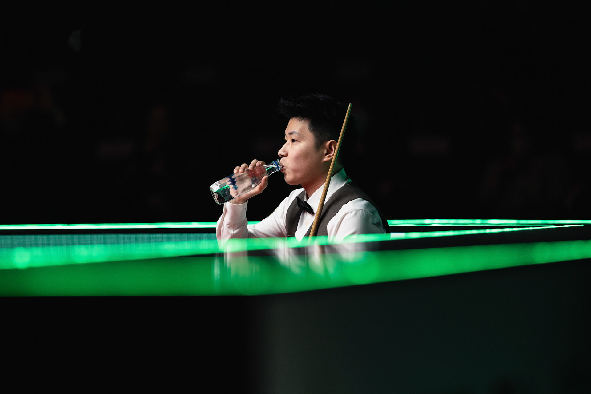 HONG KONG, China - FEBRUARY 05: Zhao Xintong of China reacts during WST World Grand Prix 2026 against Mark Selby of England at Kai Tak Arena on February 5, 2026 in Hong Kong, China, (Photo by Jack Ng/Alamy Live News)