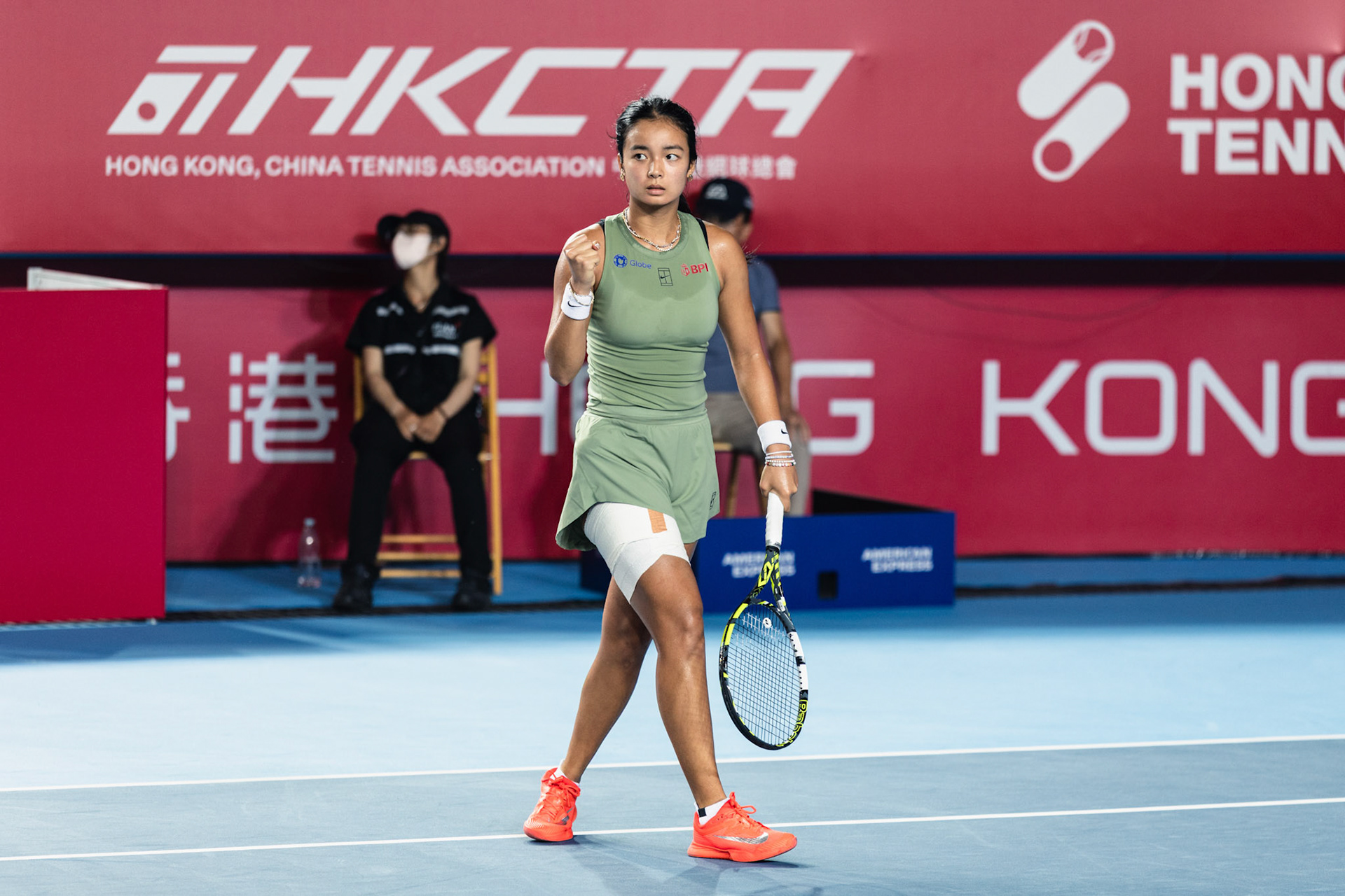 HONG KONG, China - Alexandra Eala of the Philippines vs Victoria Mboko of Canada during WTA 250 - Prudential Hong Kong Tennis Open at Victoria Park Tennis Court on October 30, 2025 in Hong Kong, China, (Photo by Jack Ng/Alamy Live News)
