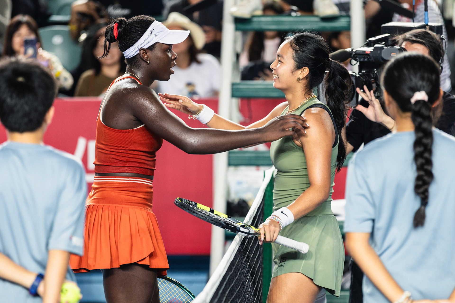 HONG KONG, China - Alexandra Eala of the Philippines vs Victoria Mboko of Canada during WTA 250 - Prudential Hong Kong Tennis Open at Victoria Park Tennis Court on October 30, 2025 in Hong Kong, China, (Photo by Jack Ng/Alamy Live News)