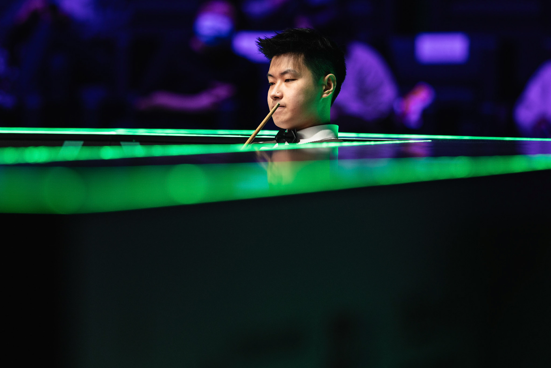 HONG KONG, China - FEBRUARY 05: Zhao Xintong of China reacts during WST World Grand Prix 2026 against Mark Selby of England at Kai Tak Arena on February 5, 2026 in Hong Kong, China, (Photo by Jack Ng/Alamy Live News)
