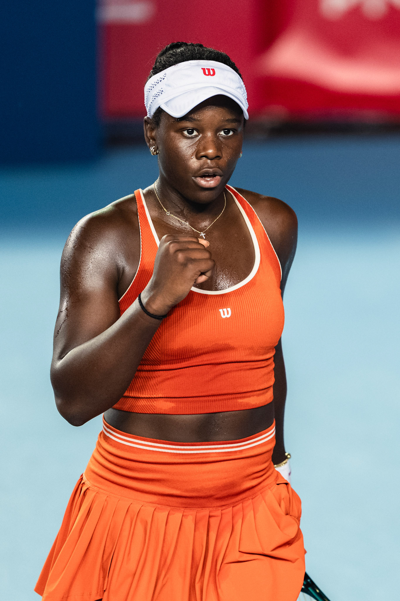 HONG KONG, China - Anna Kalinskaya of Russia play against Victoria Mboko of Canada during WTA 250 - Prudential Hong Kong Tennis Open at Victoria Park Tennis Court on October 31, 2025 in Hong Kong, China, (Photo by Jack Ng/Alamy Live News)
