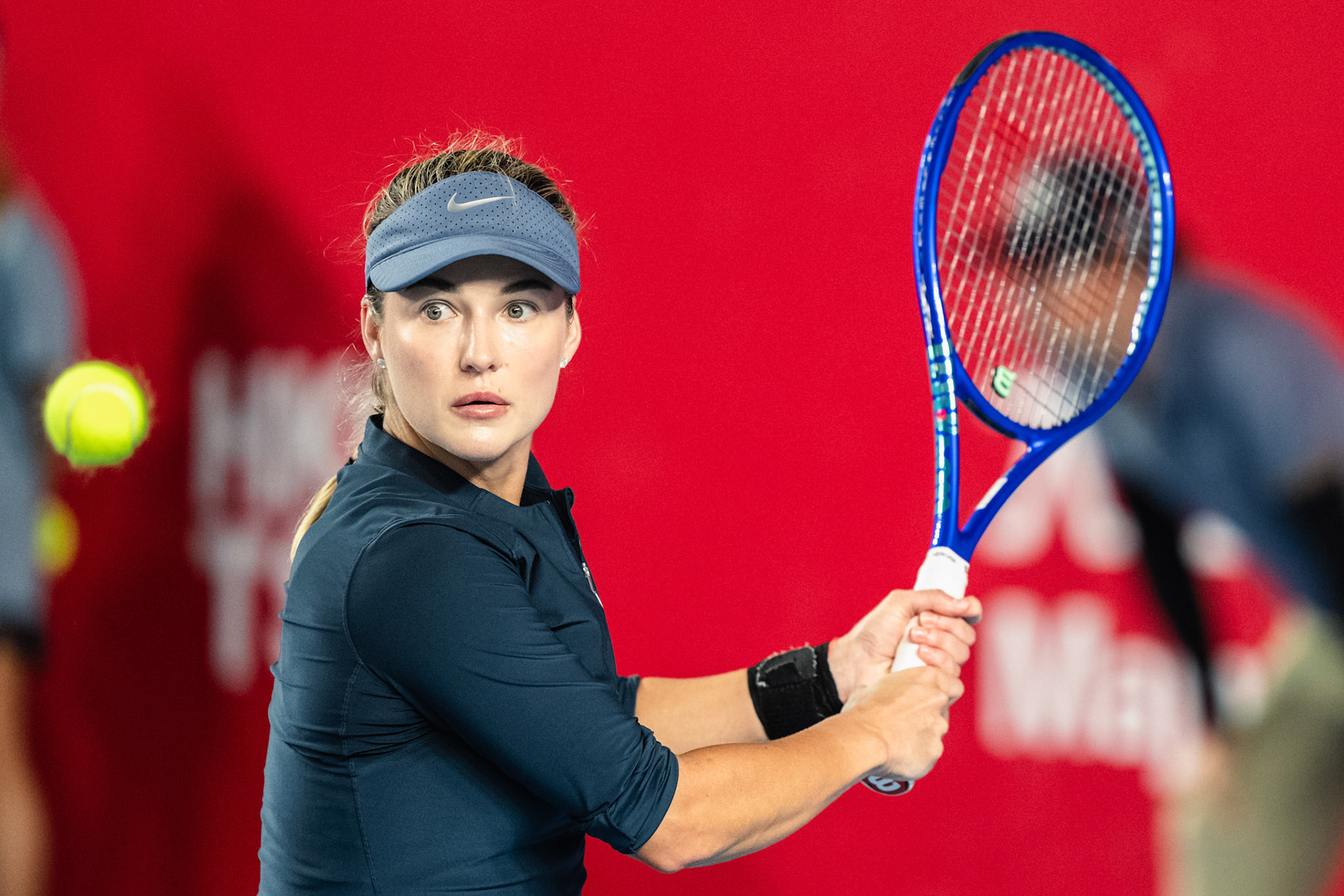 HONG KONG, China - Anna Kalinskaya of Russia play against Victoria Mboko of Canada during WTA 250 - Prudential Hong Kong Tennis Open at Victoria Park Tennis Court on October 31, 2025 in Hong Kong, China, (Photo by Jack Ng/Alamy Live News)