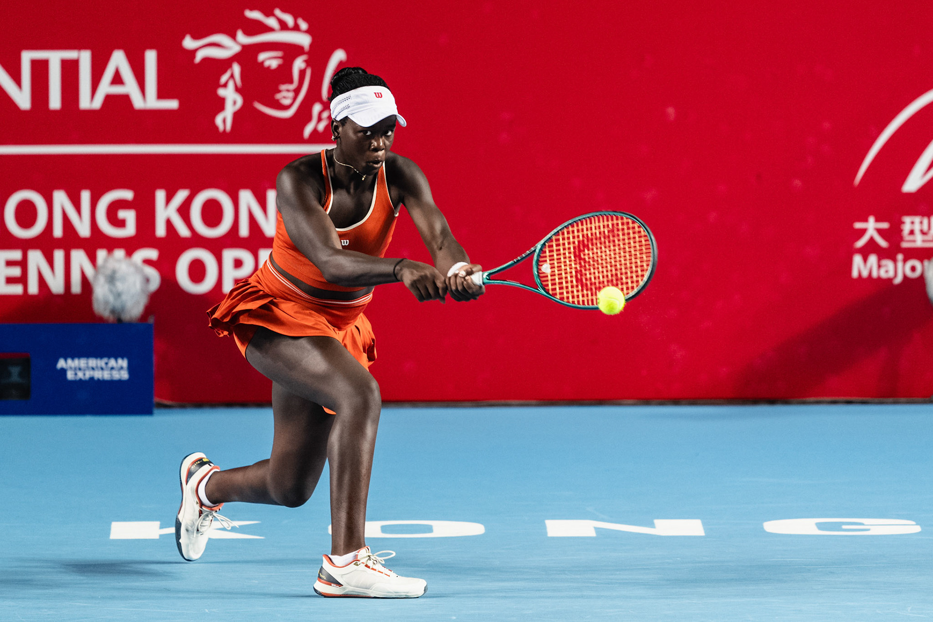 HONG KONG, China - Anna Kalinskaya of Russia play against Victoria Mboko of Canada during WTA 250 - Prudential Hong Kong Tennis Open at Victoria Park Tennis Court on October 31, 2025 in Hong Kong, China, (Photo by Jack Ng/Alamy Live News)