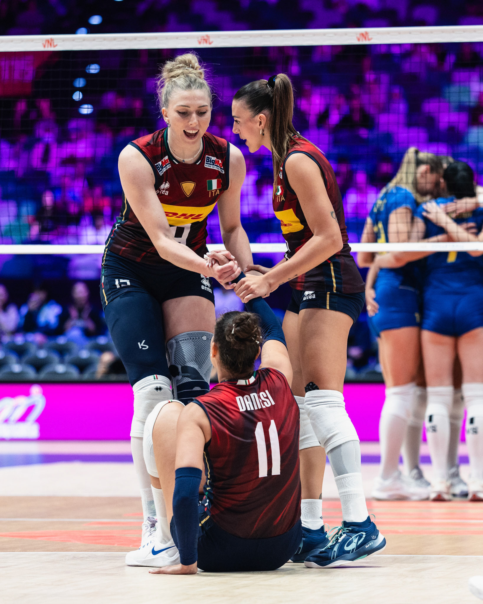 HONG KONG, China - JULY  08: Anna Danesi of Italy celebrates scoring a point with teammates during Volleyball Nations League Hong Kong 2026 at Kai Tak Arena on July 8, 2026 in Hong Kong, China, (Photo by Jack Ng/Alamy Live News)