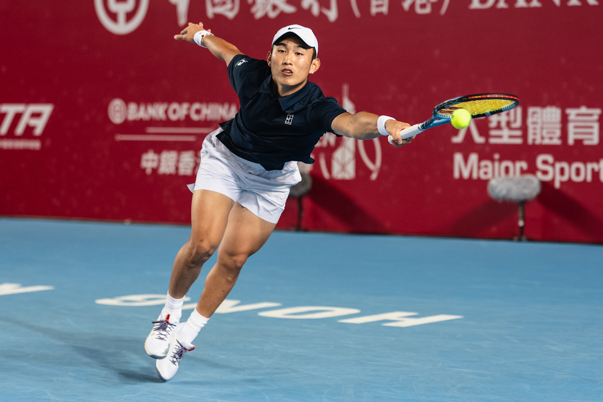 HONG KONG, China - JANUARY 09: Juncheng Shang of China hits the ball during the Bank of China Hong Kong Tennis Open 2026 (ATP 250) men's single quarter finals match against Alexander Bublik of Kazakhstan at Victoria Park Tennis Centre Court on January 9, 2026 in Hong Kong, China, (Photo by Jack Ng/Alamy Live News)