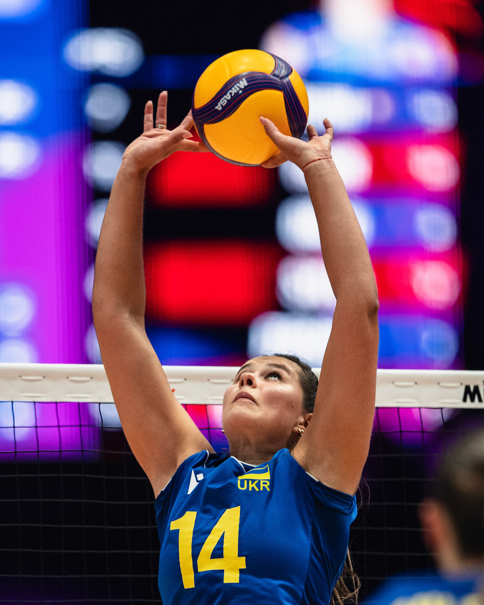 HONG KONG, China - JULY  08: Daria Sharhorodska of Ukraine sets the ball for a teammate during Volleyball Nations League Hong Kong 2026 at Kai Tak Arena on July 8, 2026 in Hong Kong, China, (Photo by Jack Ng/Alamy Live News)