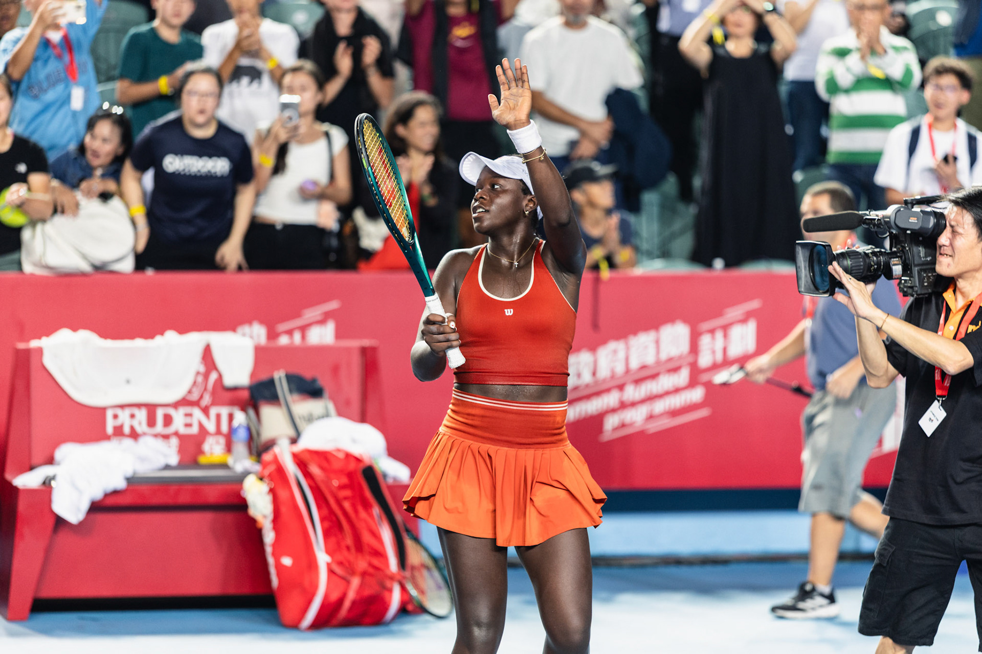 HONG KONG, China - Alexandra Eala of the Philippines vs Victoria Mboko of Canada during WTA 250 - Prudential Hong Kong Tennis Open at Victoria Park Tennis Court on October 30, 2025 in Hong Kong, China, (Photo by Jack Ng/Alamy Live News)