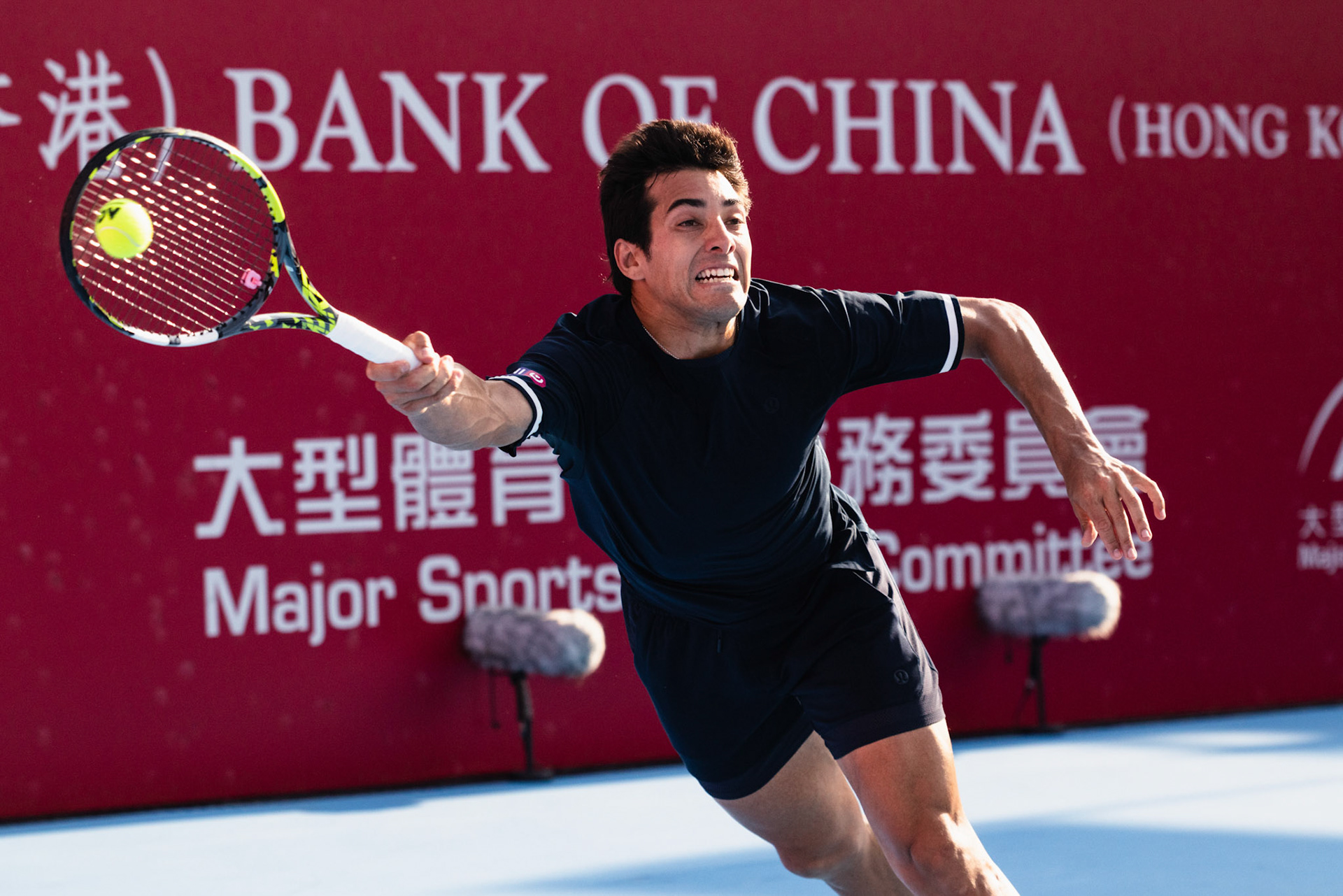 HONG KONG, China - JANUARY 04: Cristian Garin of Chile seen in action during Bank of China Hong Kong Tennis Open 2026 (ATP 250) men's single qualifying match against Michael Mmoh of the United States at Victoria Park Tennis Centre Court on January 4, 2026 in Hong Kong, China, (Photo by Jack Ng/Alamy Live News)
