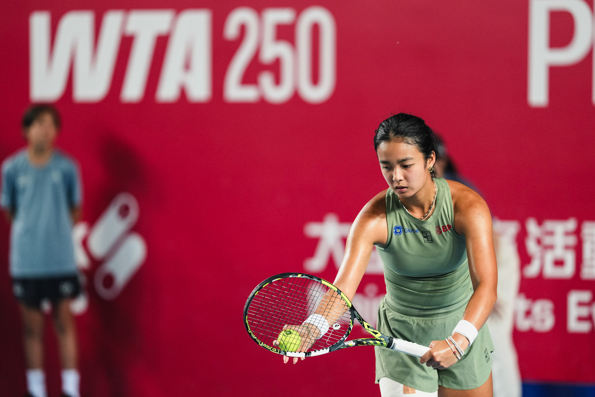 HONG KONG, China - Alexandra Eala of the Philippines vs Victoria Mboko of Canada in action during WTA 250 - Prudential Hong Kong Tennis Open at Victoria Park Tennis Court on October 30, 2025 in Hong Kong, China, (Photo by Jack Ng/Alamy Live News)