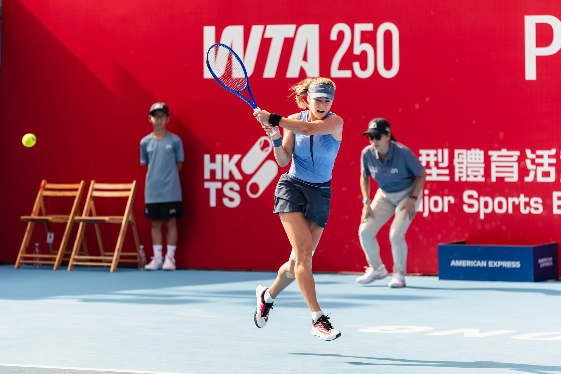 HONG KONG, China - Anna Kalinskaya of Russia in action during WTA 250 - Prudential Hong Kong Tennis Open at Victoria Park Tennis Court on October 30, 2025 in Hong Kong, China, (Photo by Jack Ng/Alamy Live News)