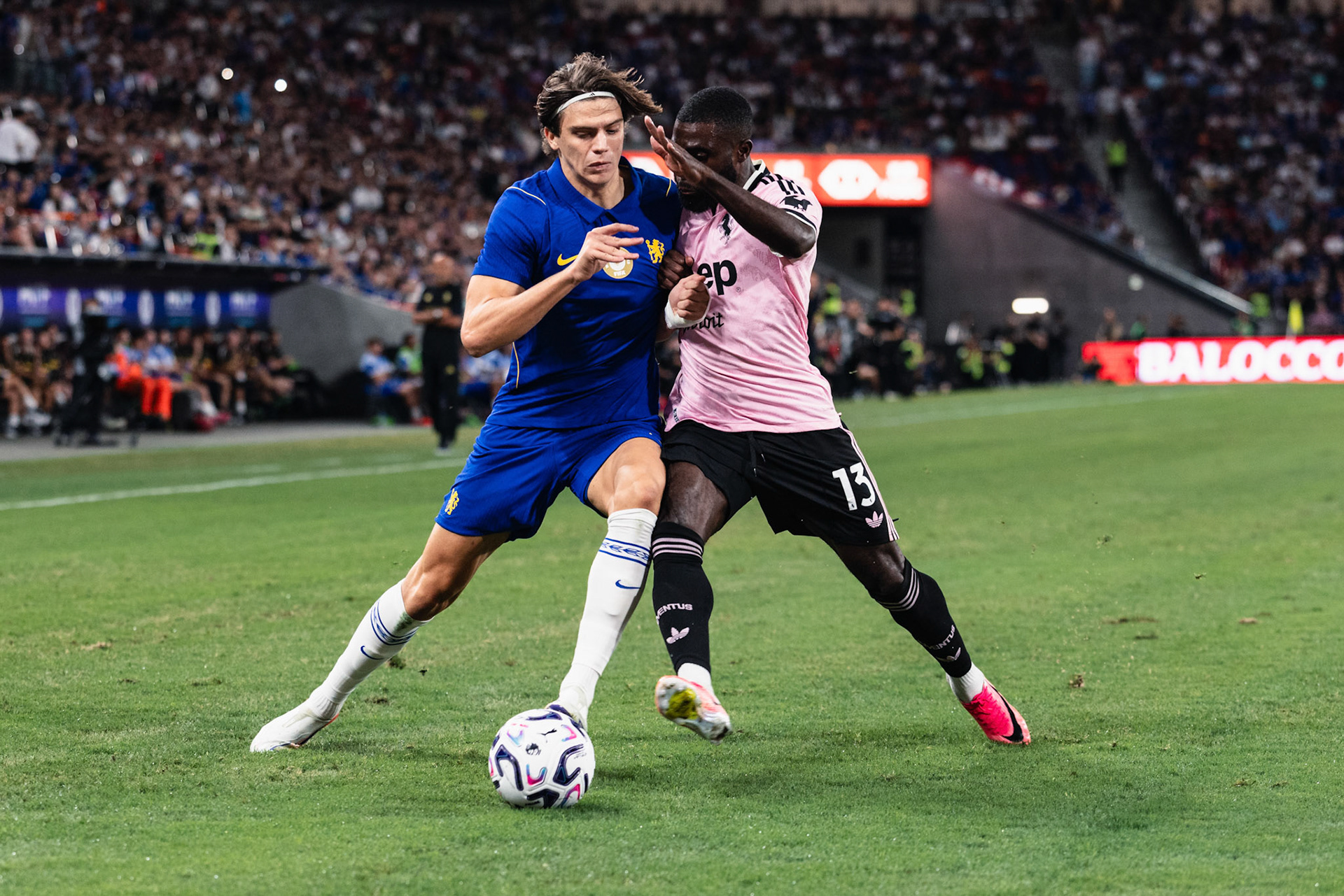 HONG KONG, China - AUGUST 05: Marco Palestra (No. 2) of Chelsea in action during Hong Kong Football Festival (HKFF) 2026 - Chelsea vs Juventus at Kai Tak Stadium on August 5, 2026 in Hong Kong, China, (Photo by Jack Ng/Alamy Live News)