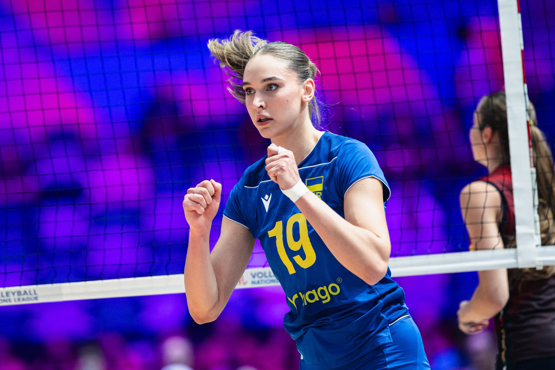 HONG KONG, China - JULY  08: Anna Artyshuk of Ukraine celebrates scoring a point during Volleyball Nations League Hong Kong 2026 at Kai Tak Arena on July 8, 2026 in Hong Kong, China, (Photo by Jack Ng/Alamy Live News)