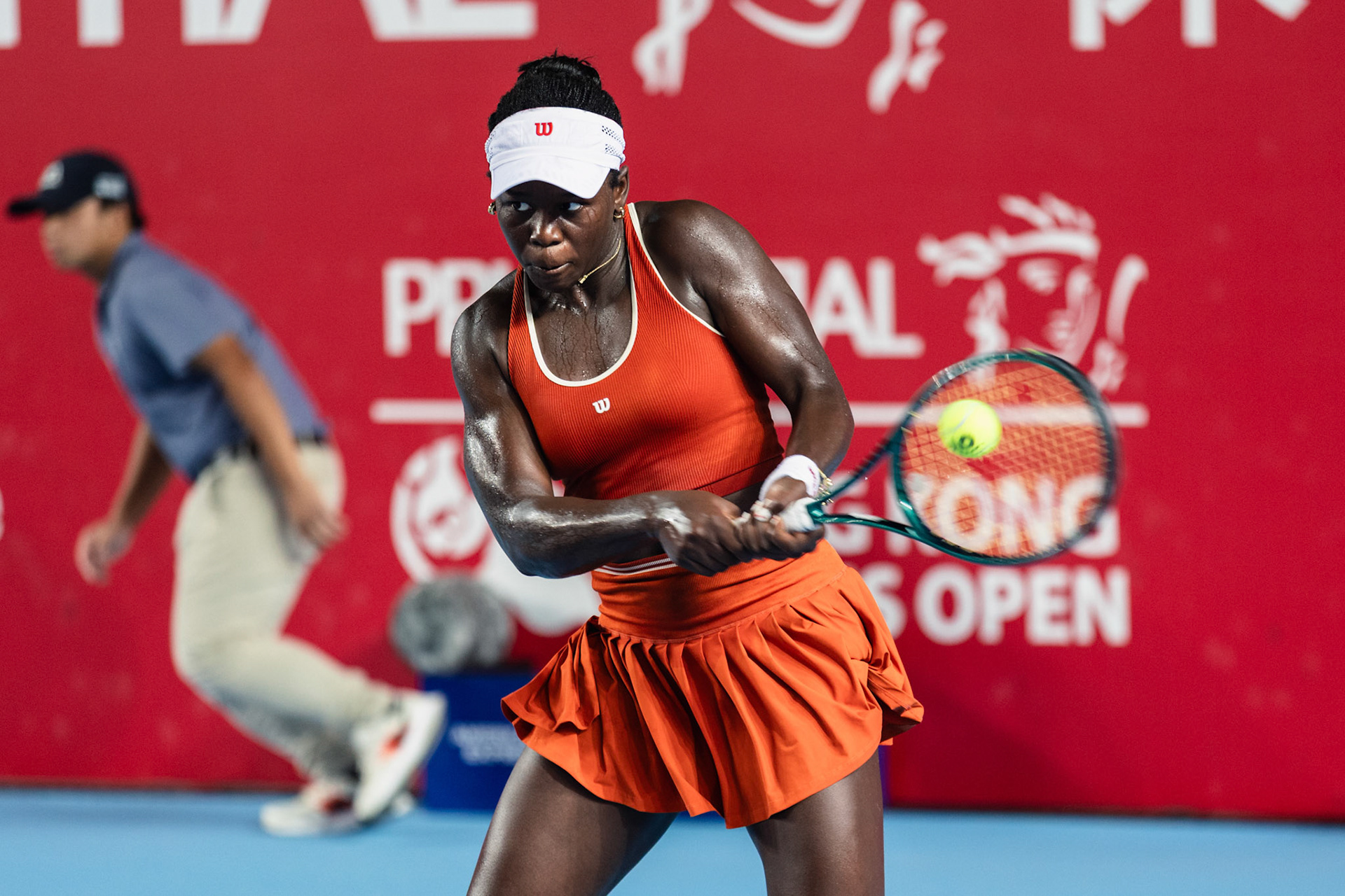 HONG KONG, China - Alexandra Eala of the Philippines vs Victoria Mboko of Canada during WTA 250 - Prudential Hong Kong Tennis Open at Victoria Park Tennis Court on October 30, 2025 in Hong Kong, China, (Photo by Jack Ng/Alamy Live News)