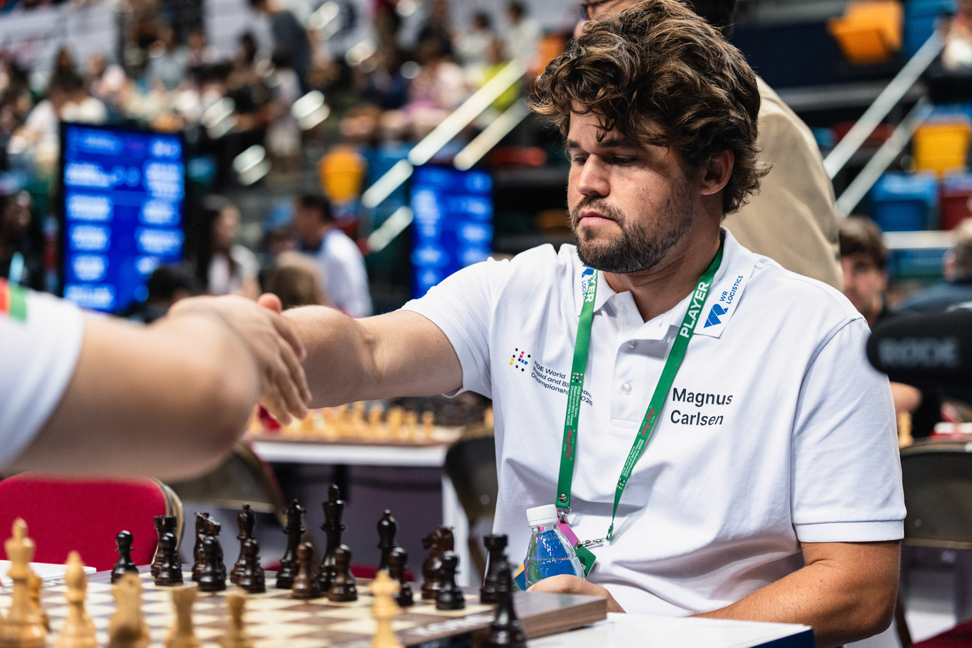 HONG KONG, China - JUNE 19: Magnus Carlsen of WR Chess arrives for round 10 of the FIDE World Team Rapid and Blitz Chess Championships 2026 at Queen Elizabeth Stadium on June 19, 2026 in Hong Kong, China, (Photo by Jack Ng/Alamy Live News)