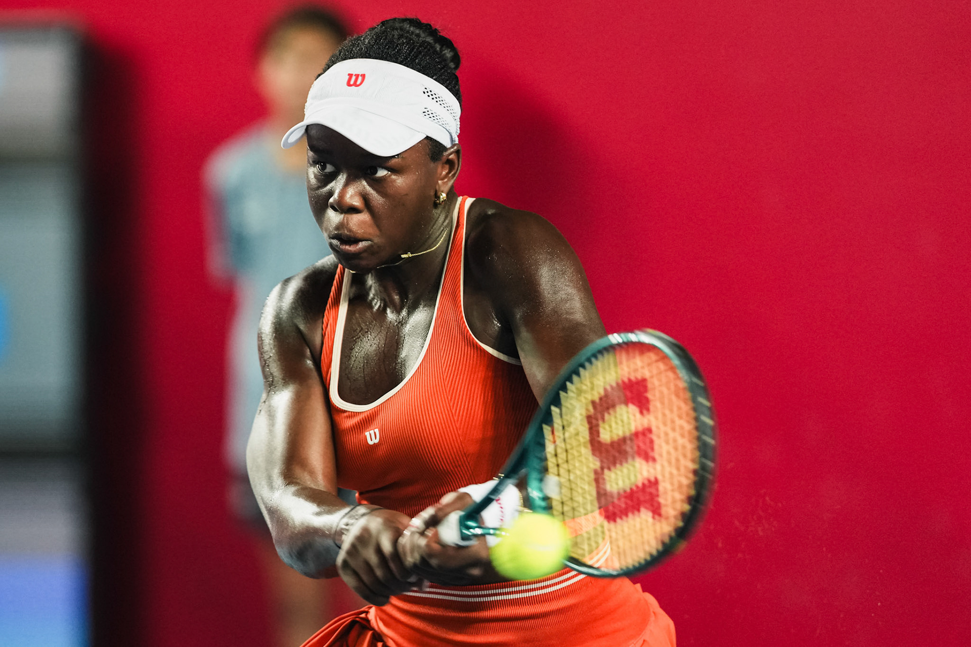 HONG KONG, China - Alexandra Eala of the Philippines vs Victoria Mboko of Canada in action during WTA 250 - Prudential Hong Kong Tennis Open at Victoria Park Tennis Court on October 30, 2025 in Hong Kong, China, (Photo by Jack Ng/Alamy Live News)