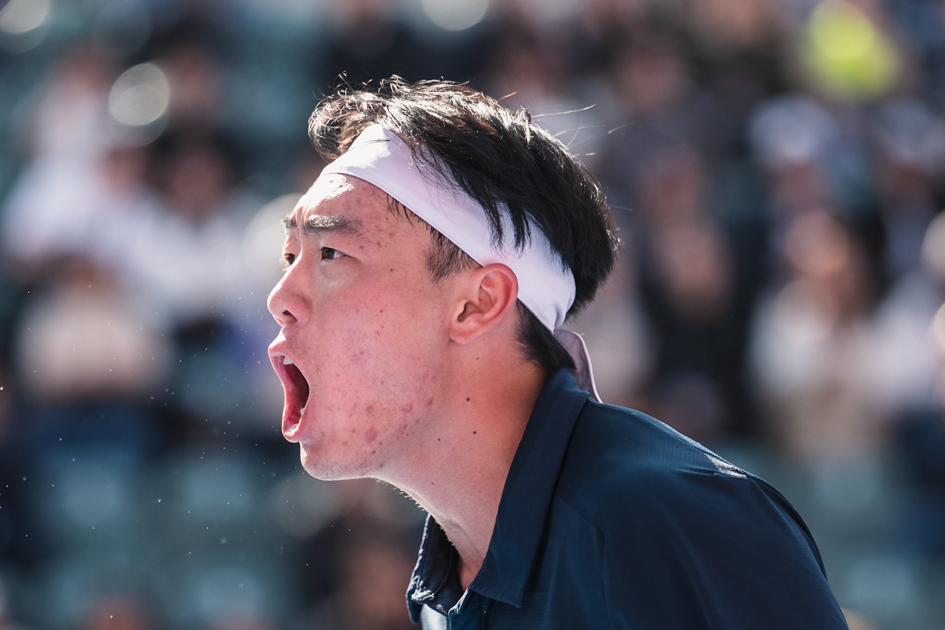 HONG KONG, China - JANUARY 09: Coleman Wong of Hong Kong, China celebrates after winning a point during the Bank of China Hong Kong Tennis Open 2026 (ATP 250) men's single quarter finals match against Lorenzo Musetti of Italy at Victoria Park Tennis Centre Court on January 9, 2026 in Hong Kong, China, (Photo by Jack Ng/Alamy Live News)