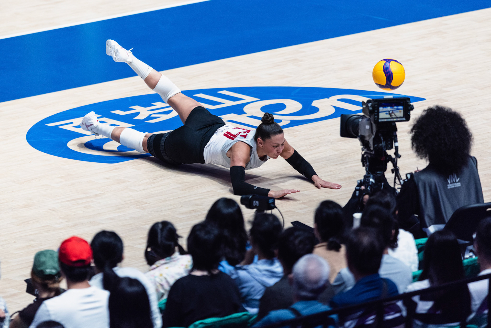 HONG KONG, China - JULY  12: Kacey Jost (No. 17) of Canada saves an opponent spike during Volleyball Nations League Hong Kong 2026 at Kai Tak Arena on July 12, 2026 in Hong Kong, China, (Photo by Jack Ng/Pixel Images Hong Kong)