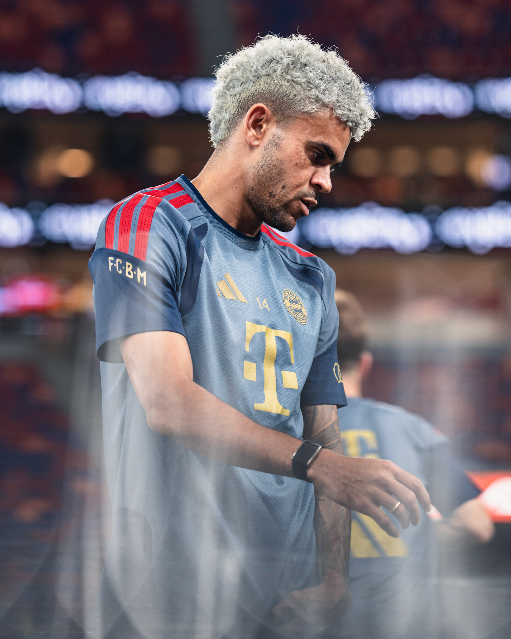 HONG KONG, China - AUGUST  06: Luis Diaz (No. 14) of Bayern Munich in action during 2026 Audi Football Summit - Bayern Munich Open Training at Kai Tak Stadium on August 6, 2026 in Hong Kong, China, (Photo by Jack Ng/Alamy Live News)