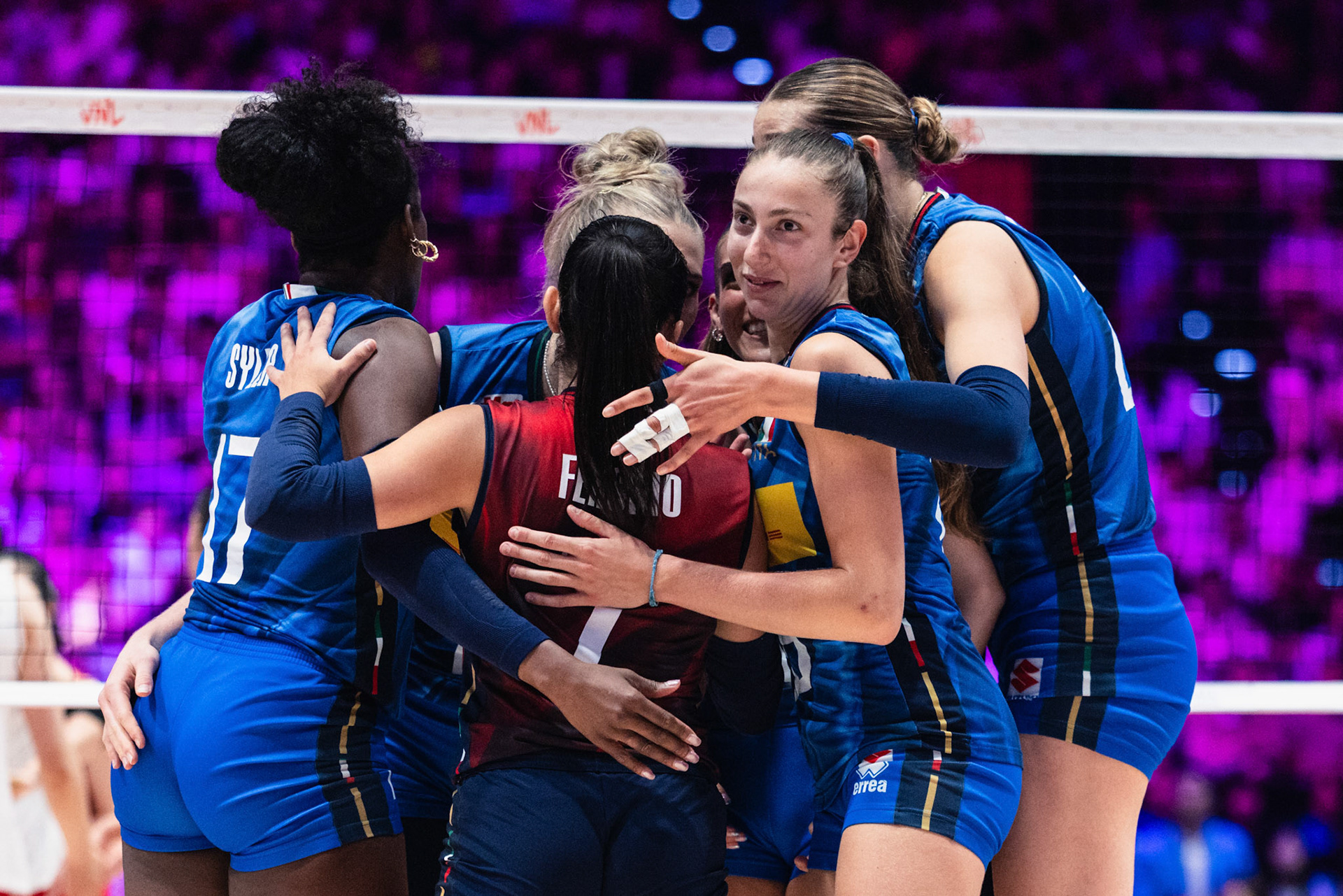 HONG KONG, China - JULY  12: Players of Italy celebrate scoring a point during Volleyball Nations League Hong Kong 2026 at Kai Tak Arena on July 12, 2026 in Hong Kong, China, (Photo by Jack Ng/Pixel Images Hong Kong)