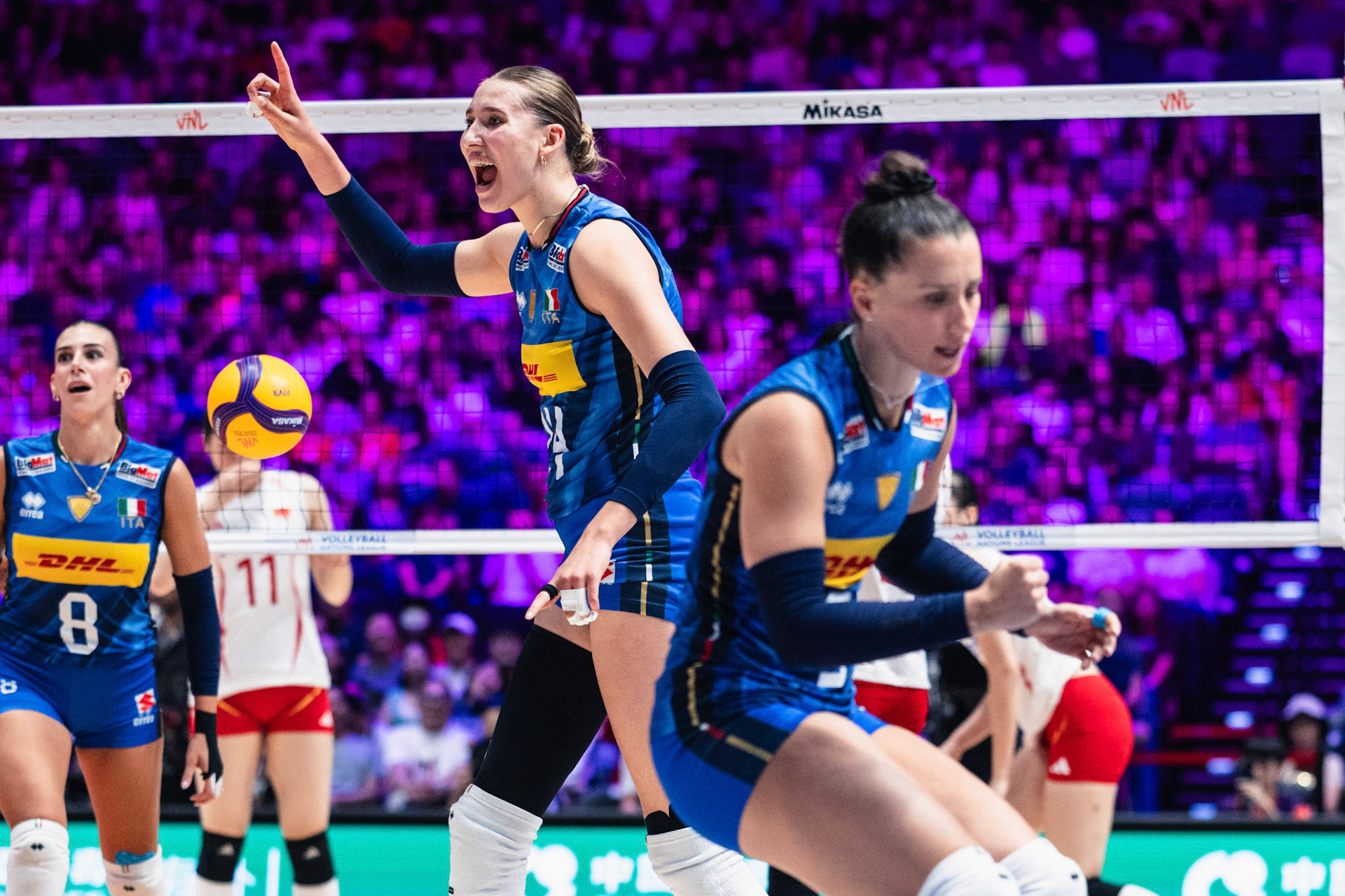 HONG KONG, China - JULY  12: Ekaterina Antropova (No. 24) of Italy celebrates scoring a point during Volleyball Nations League Hong Kong 2026 at Kai Tak Arena on July 12, 2026 in Hong Kong, China, (Photo by Jack Ng/Pixel Images Hong Kong)