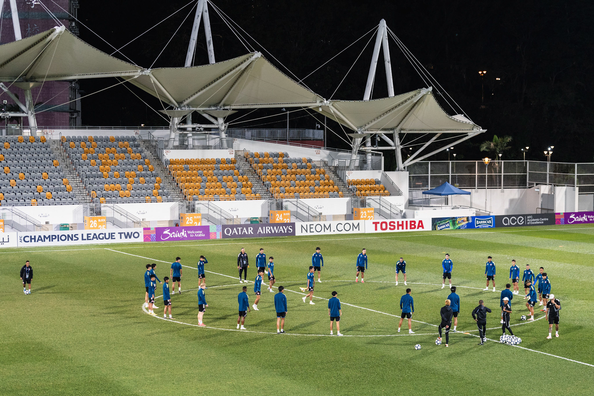 Mong Kok Stadium, HONG KONG, China: Eastern FC warmig up during AFC Champions League TWO - Eastern FC vs Ratchaburi FC official training at Mong Kok Stadium on November 4, 2025 in Hong Kong, China, (Photo by Jack Ng/Alamy Live News)
