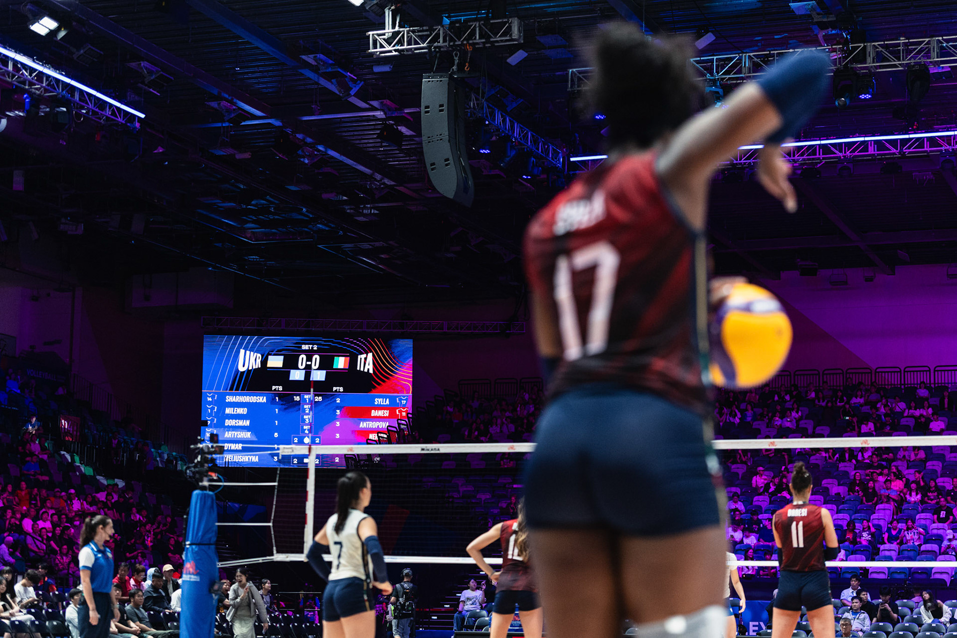 HONG KONG, China - JULY  08: Miryam Sylla of Italy ready to serves during Volleyball Nations League Hong Kong 2026 at Kai Tak Arena on July 8, 2026 in Hong Kong, China, (Photo by Jack Ng/Alamy Live News)