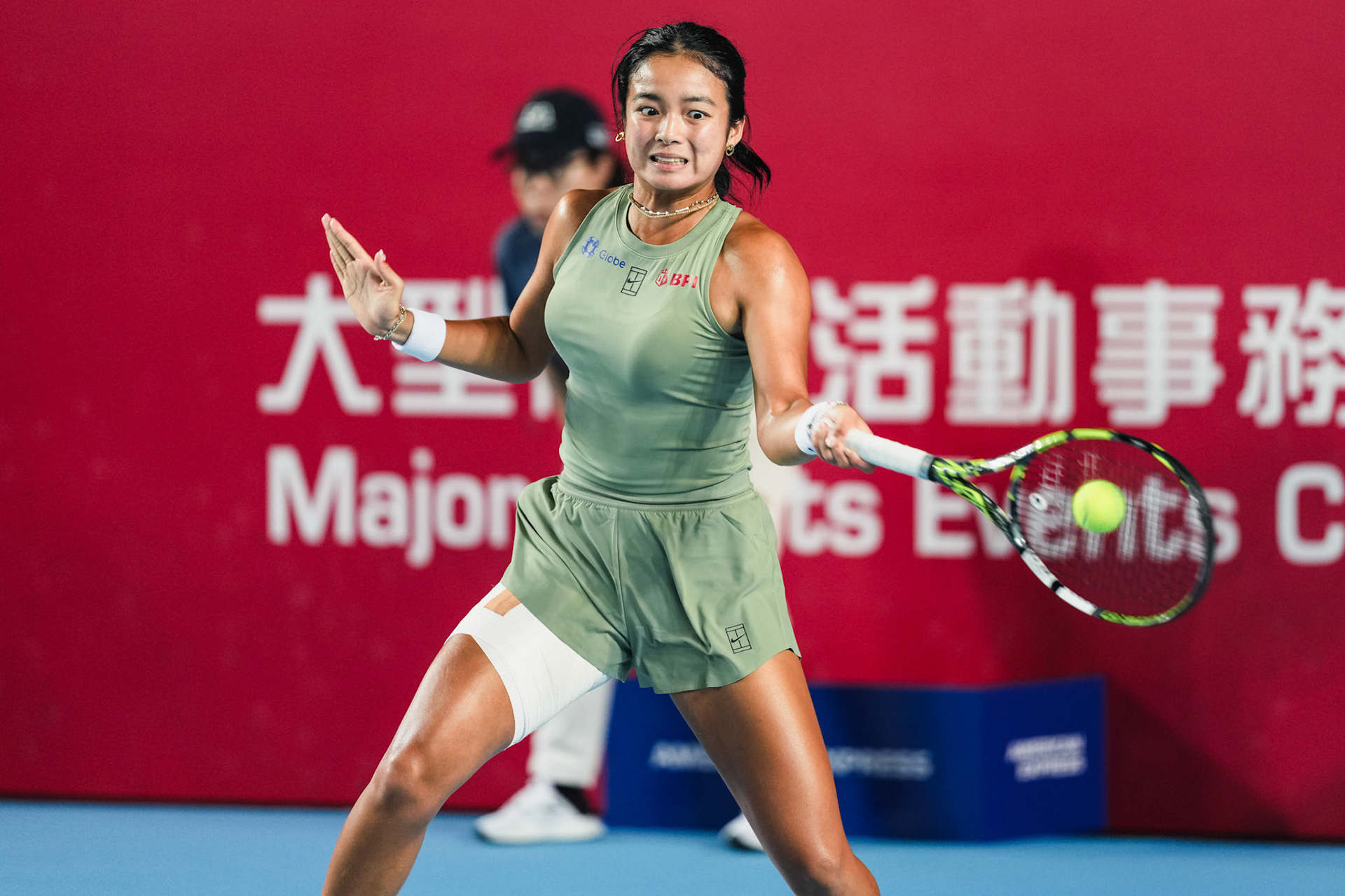 HONG KONG, China - Alexandra Eala of the Philippines vs Victoria Mboko of Canada in action during WTA 250 - Prudential Hong Kong Tennis Open at Victoria Park Tennis Court on October 30, 2025 in Hong Kong, China, (Photo by Jack Ng/Alamy Live News)