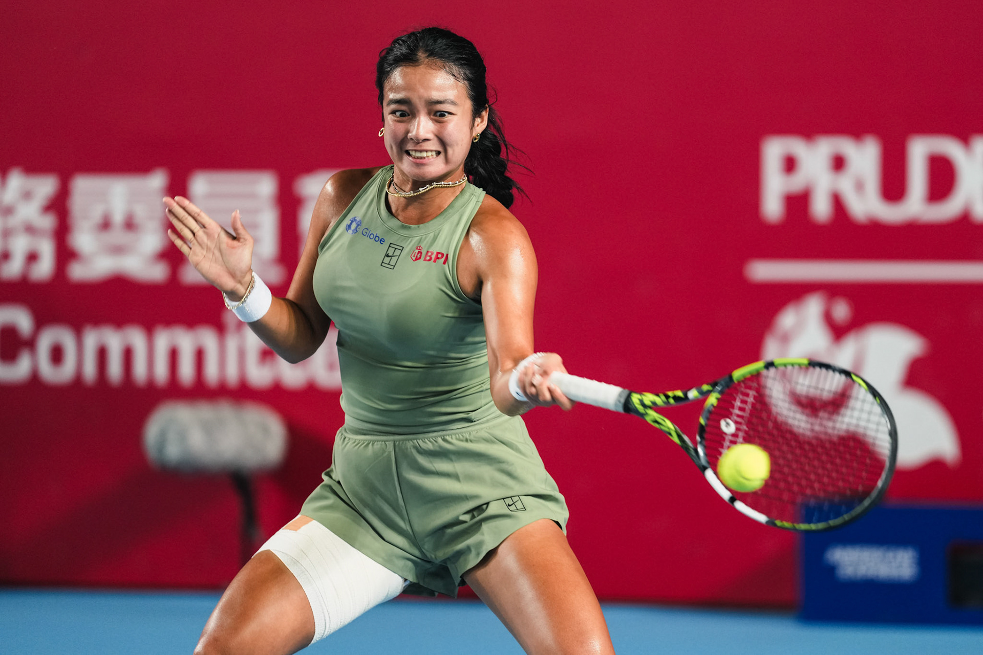 HONG KONG, China - Alexandra Eala of the Philippines vs Victoria Mboko of Canada in action during WTA 250 - Prudential Hong Kong Tennis Open at Victoria Park Tennis Court on October 30, 2025 in Hong Kong, China, (Photo by Jack Ng/Alamy Live News)
