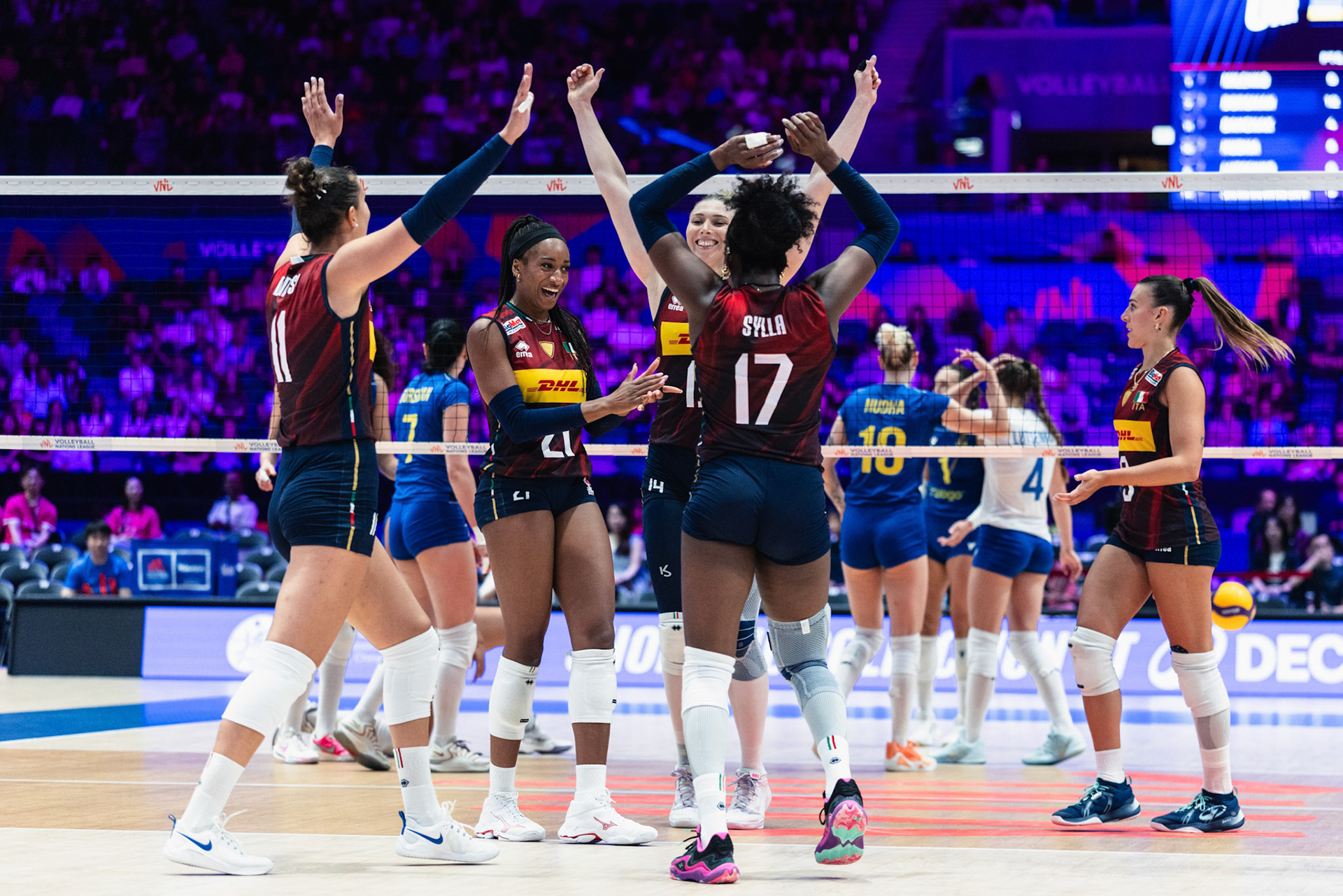 HONG KONG, China - JULY  08: Italy celebrates the victoy against Ukraine during Volleyball Nations League Hong Kong 2026 at Kai Tak Arena on July 8, 2026 in Hong Kong, China, (Photo by Jack Ng/Alamy Live News)