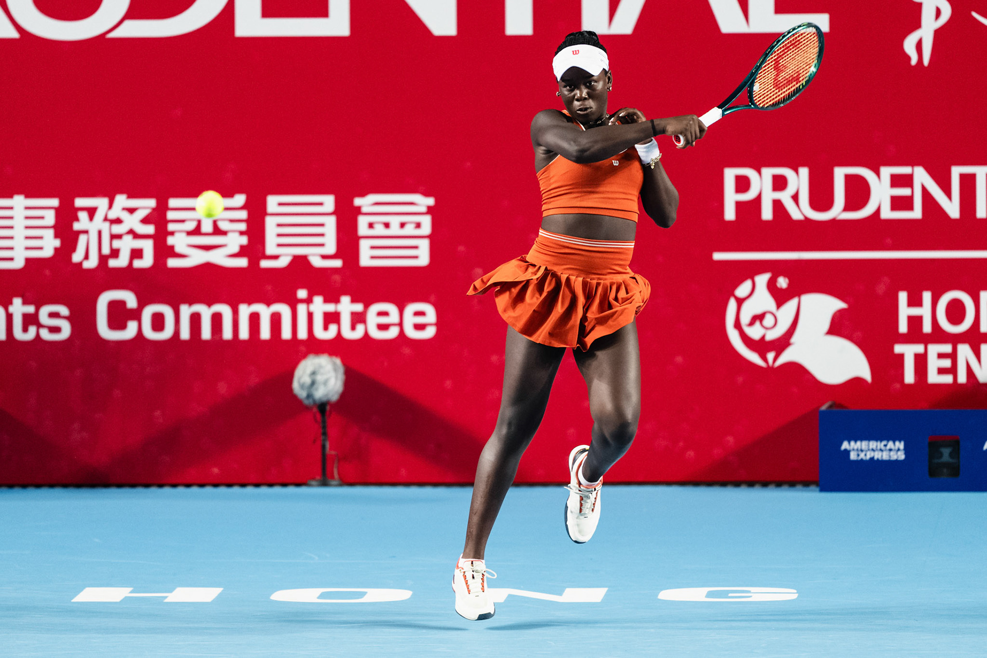 HONG KONG, China - Anna Kalinskaya of Russia play against Victoria Mboko of Canada during WTA 250 - Prudential Hong Kong Tennis Open at Victoria Park Tennis Court on October 31, 2025 in Hong Kong, China, (Photo by Jack Ng/Alamy Live News)