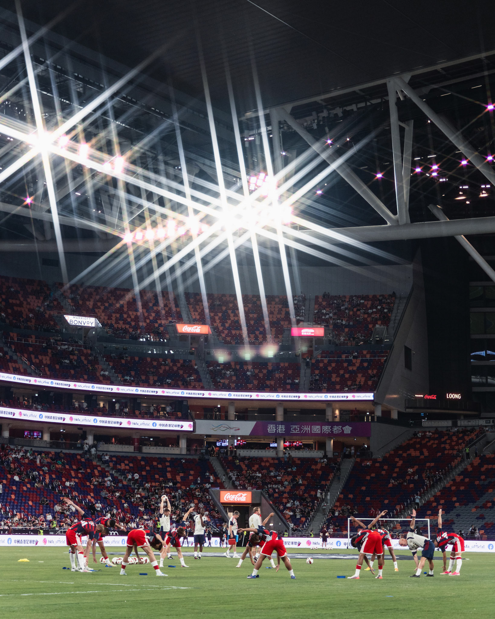 HONG KONG, China - AUGUST 07: A general view from inside the Kai Tak Stadium, a world-class venue at the Kai Tak Sports Park in Hong Kong during 2026 Audi Football Summit - Bayern Munich vs Aston Villa at Kai Tak Stadium on August 7, 2026 in Hong Kong, China, (Photo by Jack Ng/Alamy Live News)