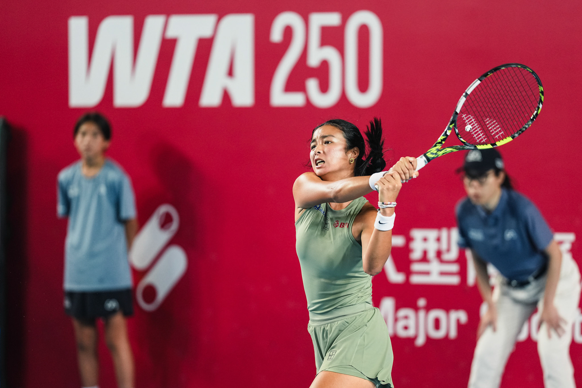 HONG KONG, China - Alexandra Eala of the Philippines vs Victoria Mboko of Canada in action during WTA 250 - Prudential Hong Kong Tennis Open at Victoria Park Tennis Court on October 30, 2025 in Hong Kong, China, (Photo by Jack Ng/Alamy Live News)