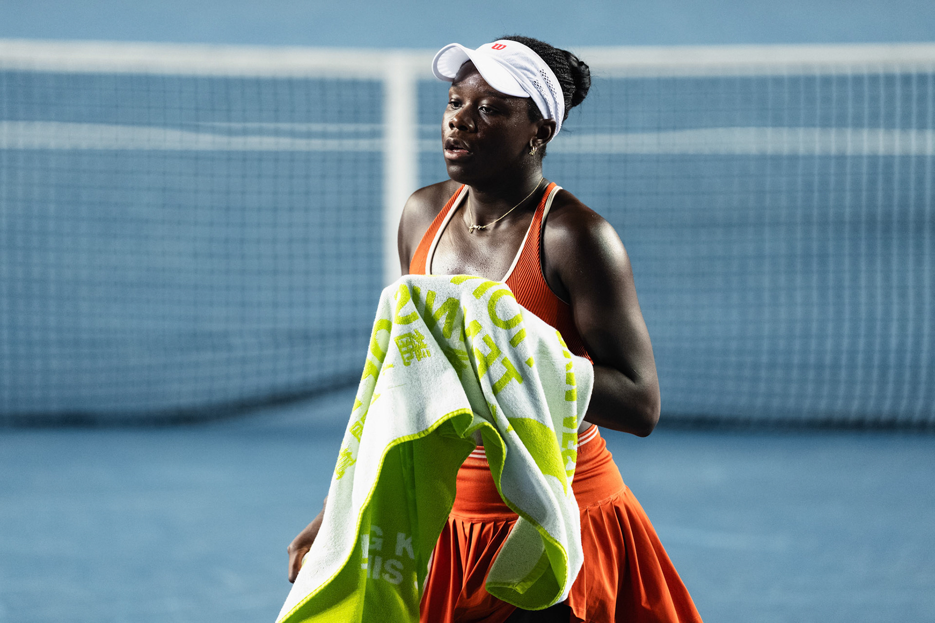 HONG KONG, China - Anna Kalinskaya of Russia play against Victoria Mboko of Canada during WTA 250 - Prudential Hong Kong Tennis Open at Victoria Park Tennis Court on October 31, 2025 in Hong Kong, China, (Photo by Jack Ng/Alamy Live News)
